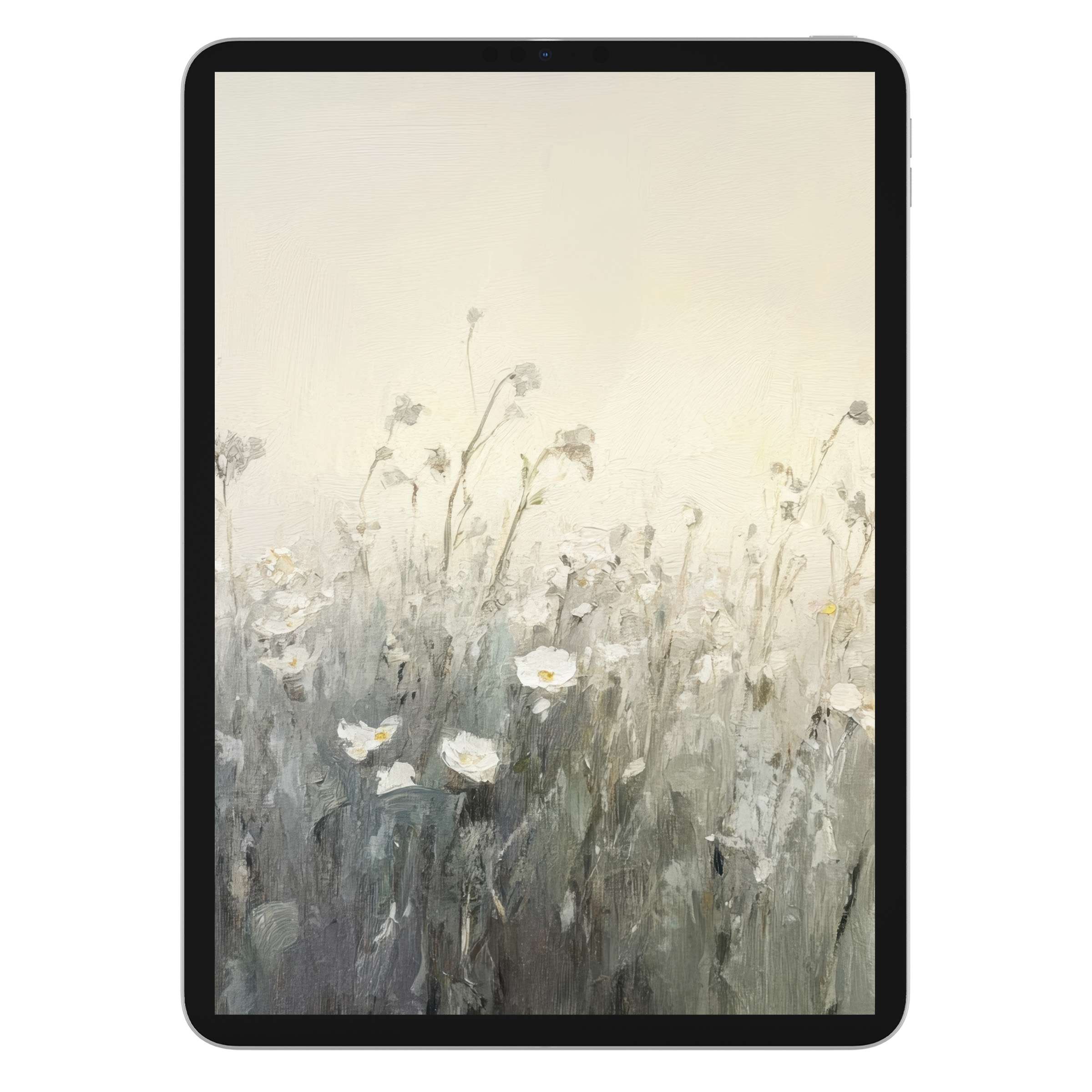Elegant spring iPad wallpaper with soft pastel flowers, perfect digital download for tablet background, adding serene aesthetics