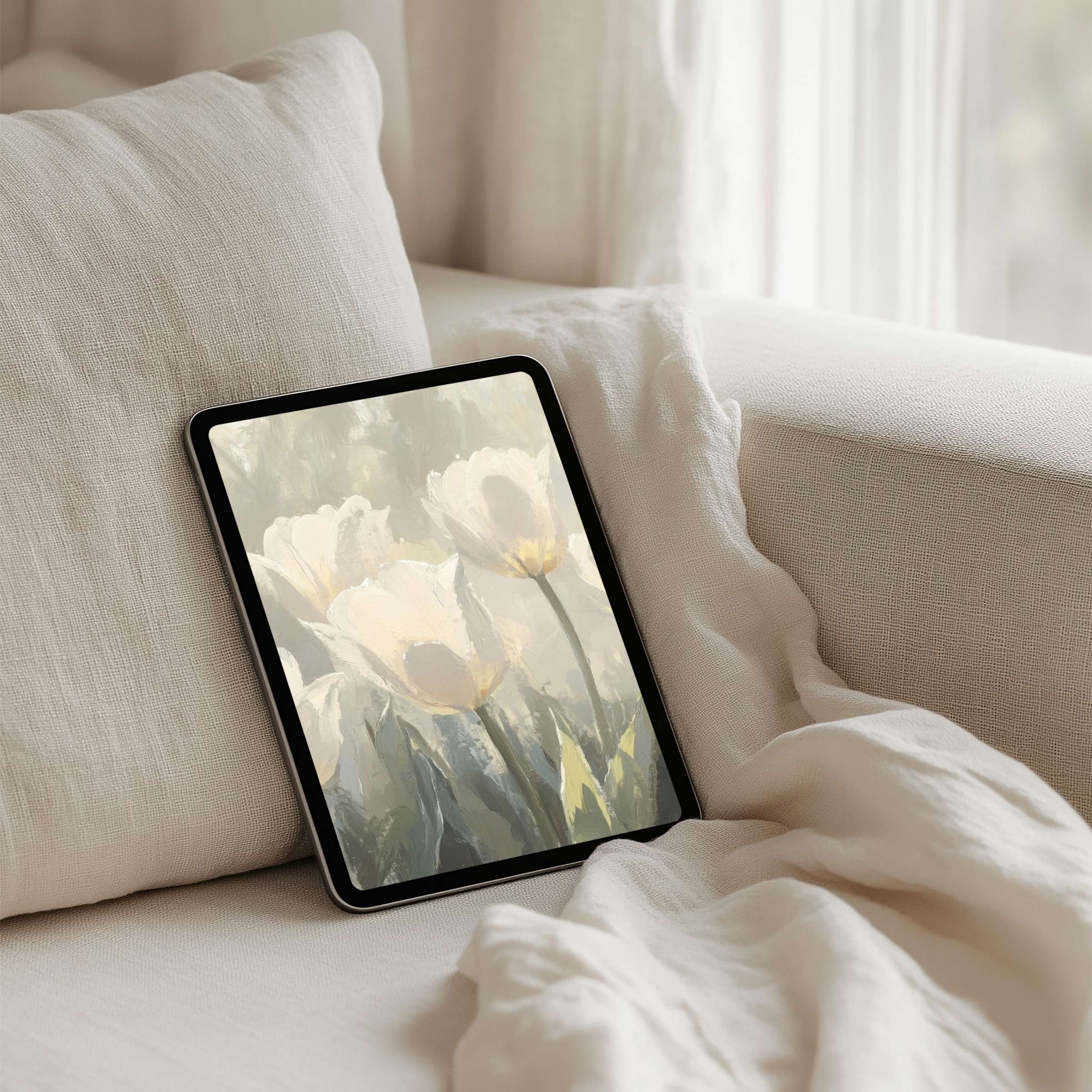 Elegant floral iPad background for instant download brings calm and inspiration to your tablet, enhancing mindfulness and style