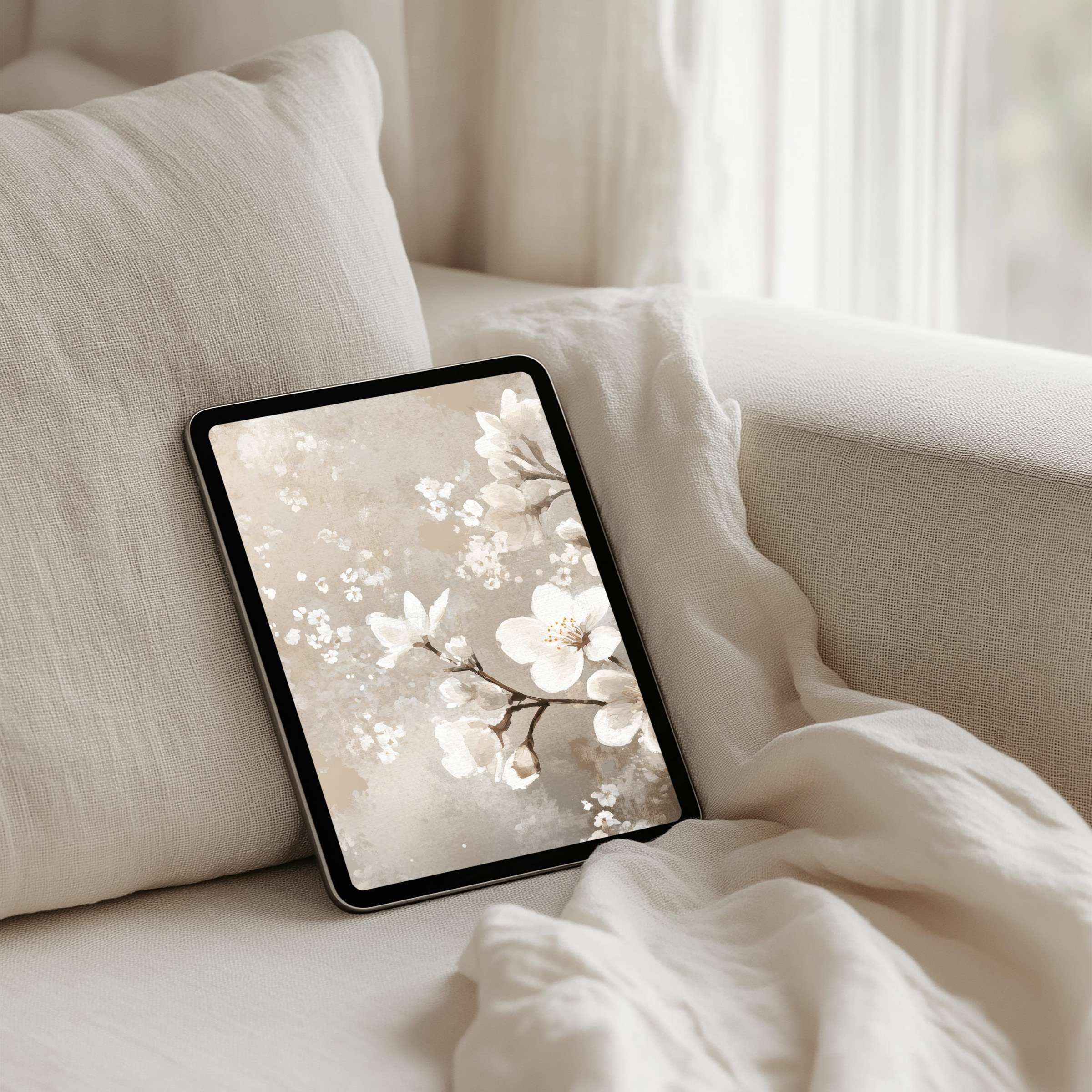 Elegant floral iPad background for instant download enhances any tablet with calm aesthetics and mindful inspiration