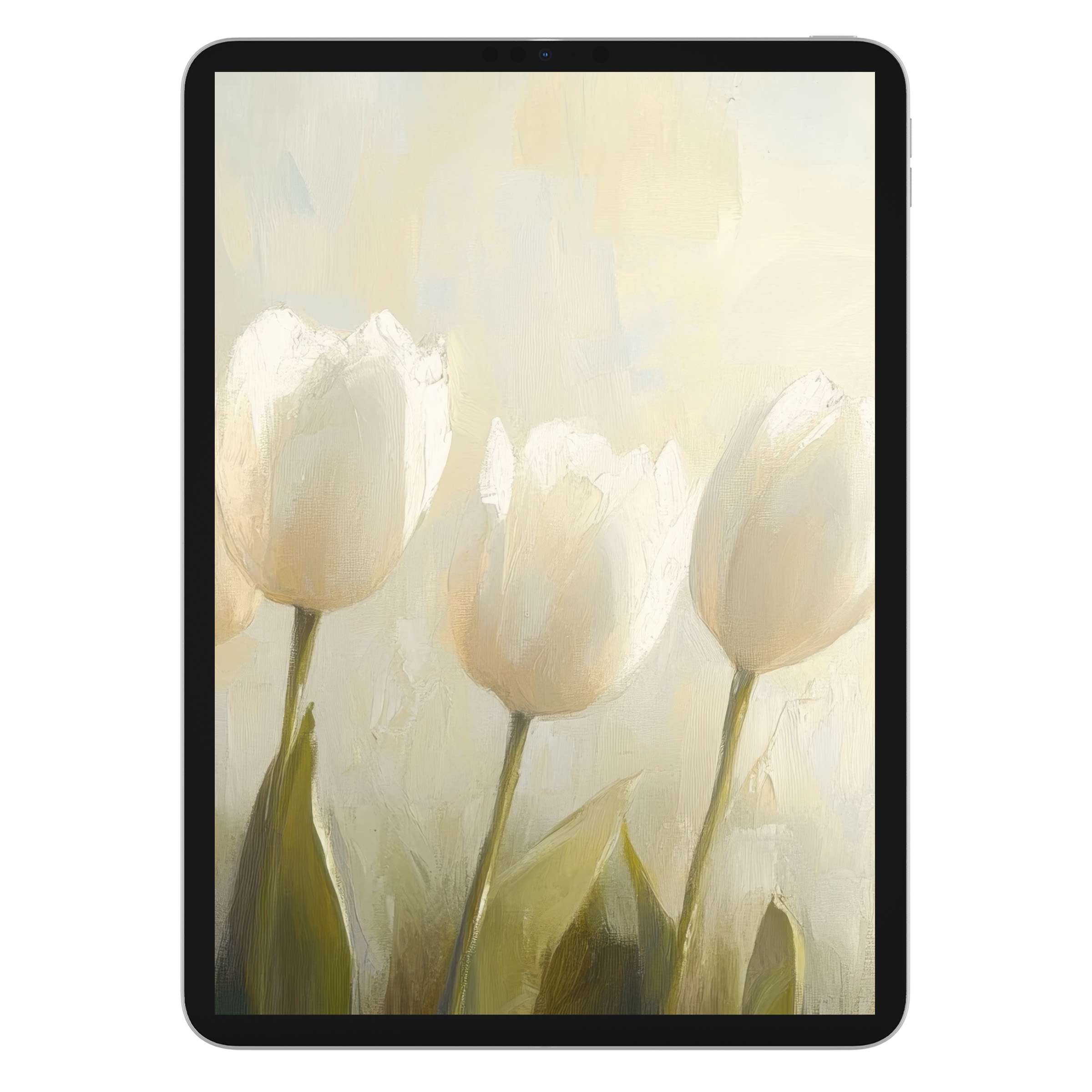 Elegant spring iPad wallpaper in soft pastel hues, ideal as a calming digital download background for tablets like Samsung and Android