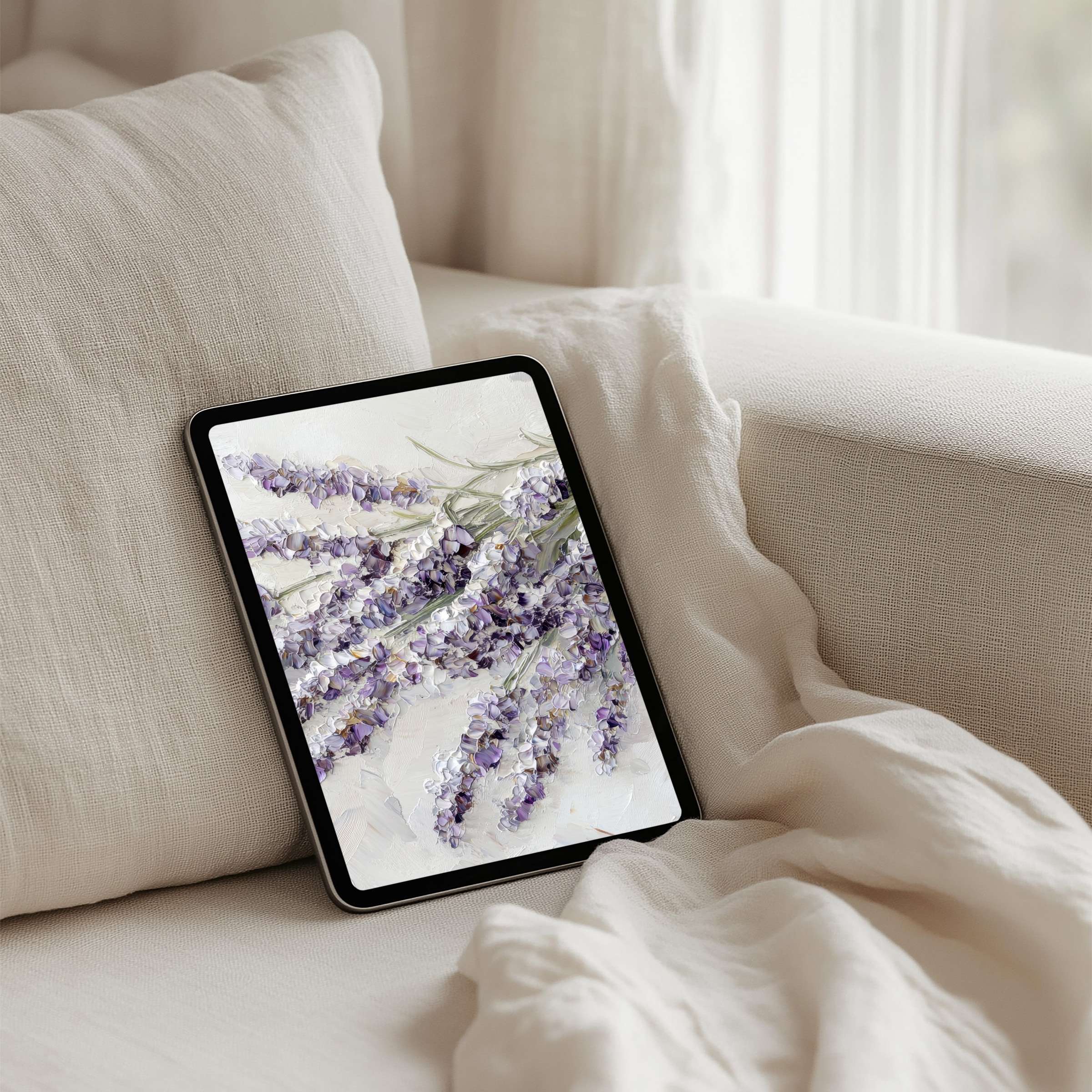 Elegant lavender art creates a serene iPad background for instant download fitting any tablet, inspiring calm and mindfulness