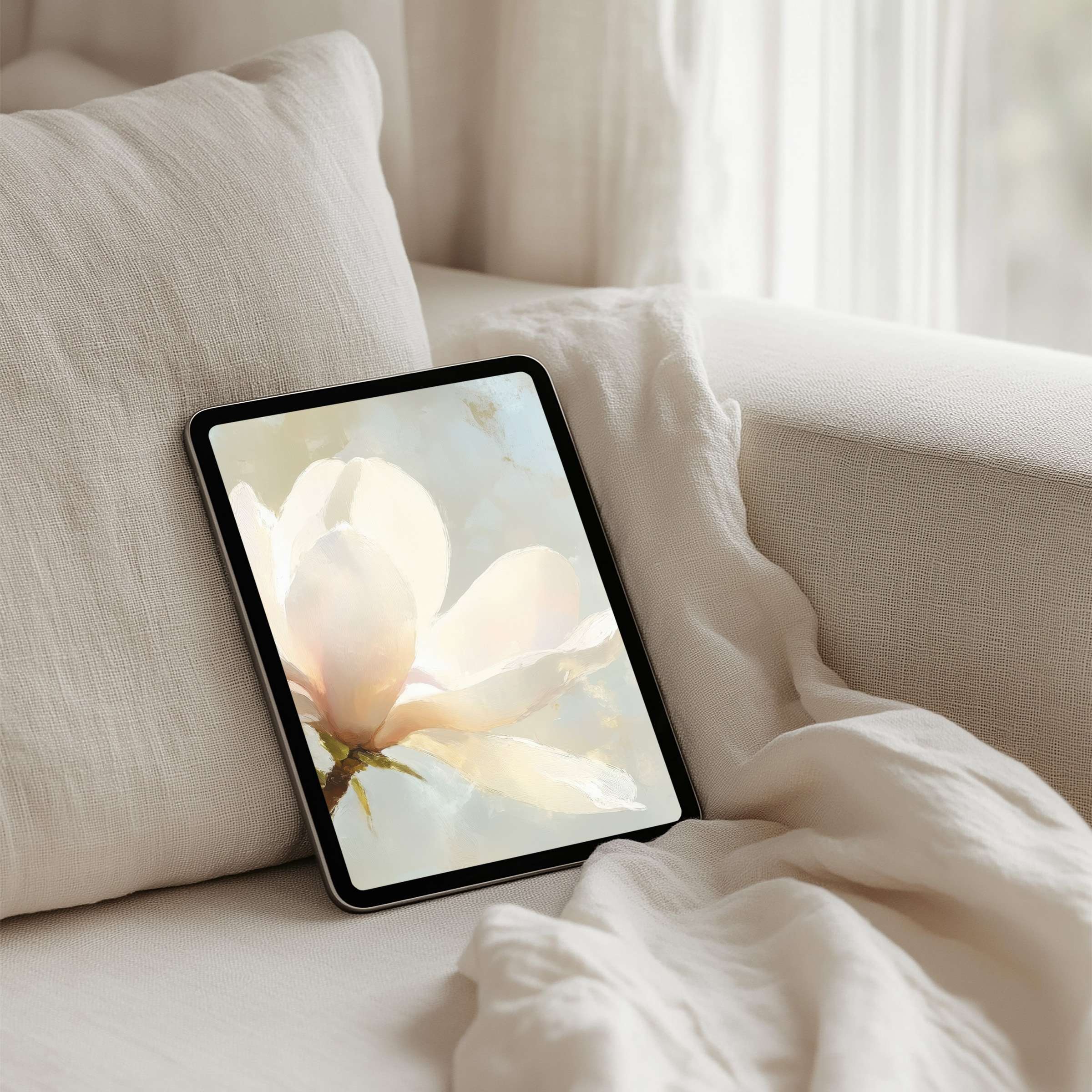 Elegant floral iPad background for instant download enhances your tablet's aesthetic with calm, inspiring elegance suitable for all devices