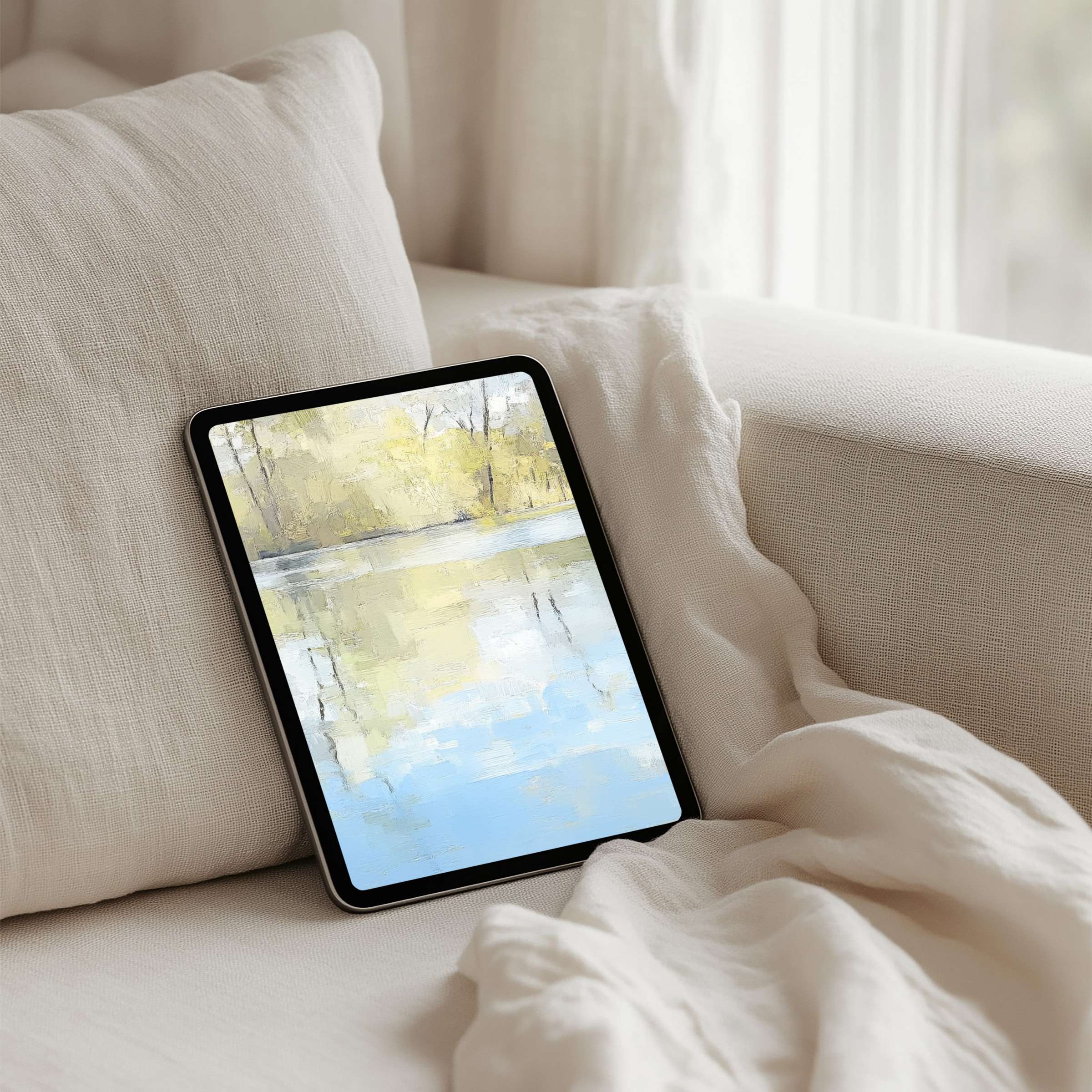 Elegant landscape iPad background for instant download inspires calm, fits iPad, Samsung, Android tablets with mindful artistry
