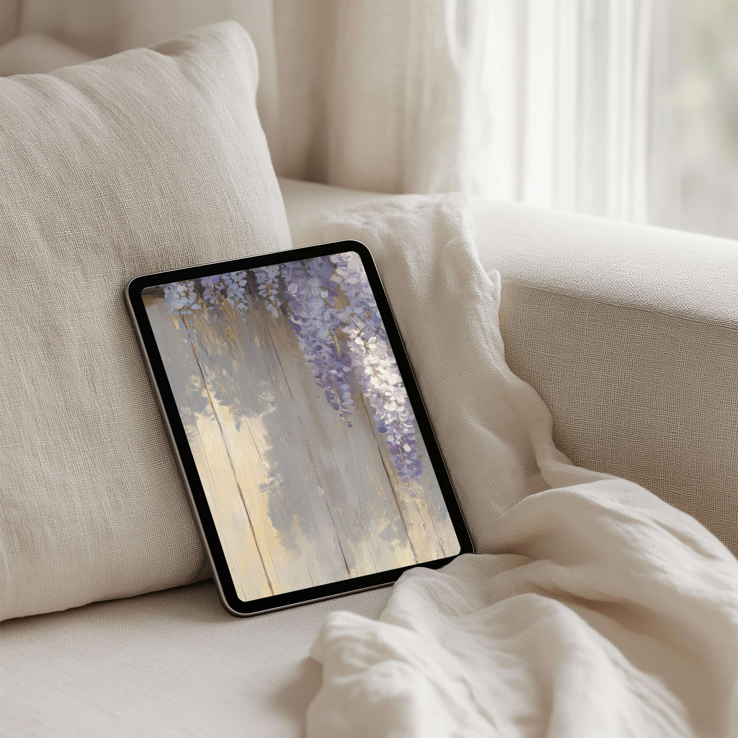 Elegant floral iPad background for instant download enhances calm spaces on any tablet inspiring mindful, aesthetic living