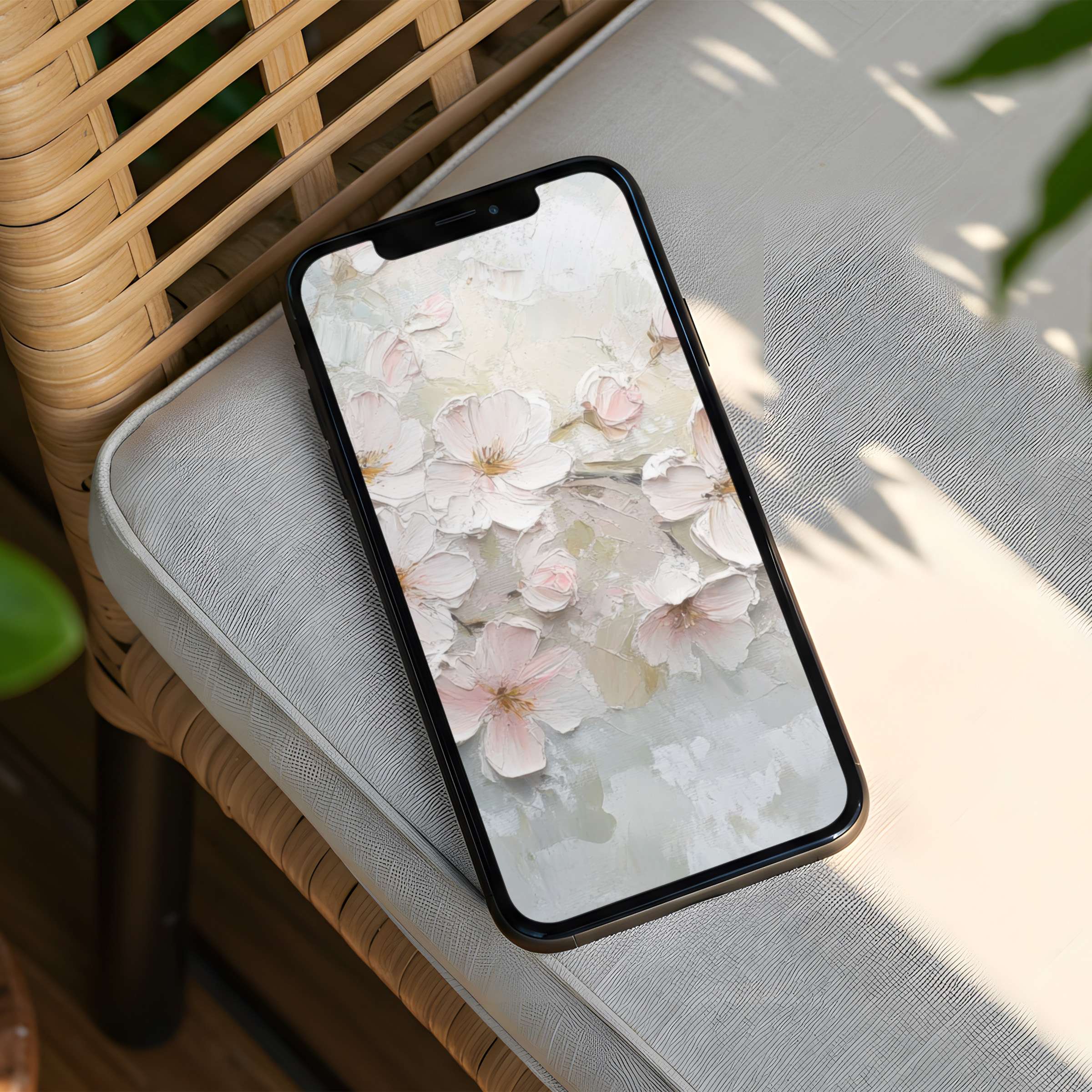 Elegant floral iPhone background featuring soft pink and white petals evokes calm and inspiration ideal for phone instant download