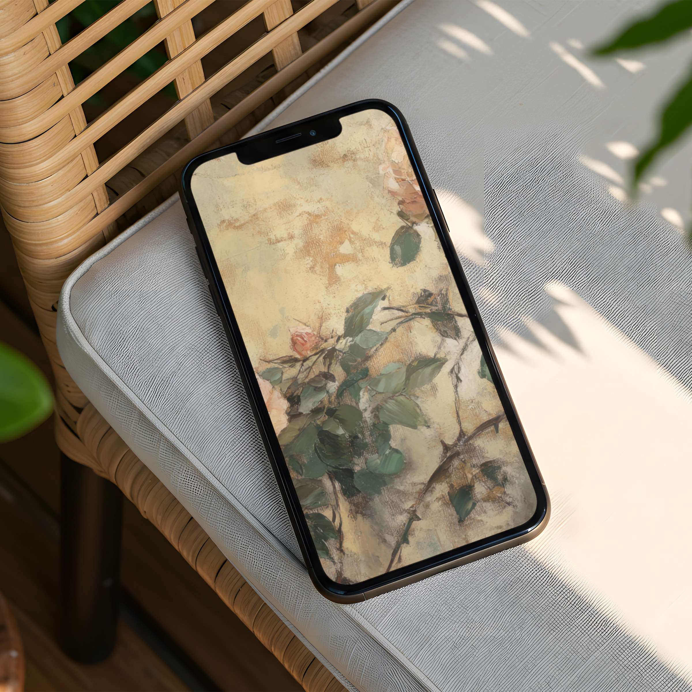 Elegant floral iPhone background in soft pastel tones, perfect for instant download to inspire calm and mindfulness on your phone