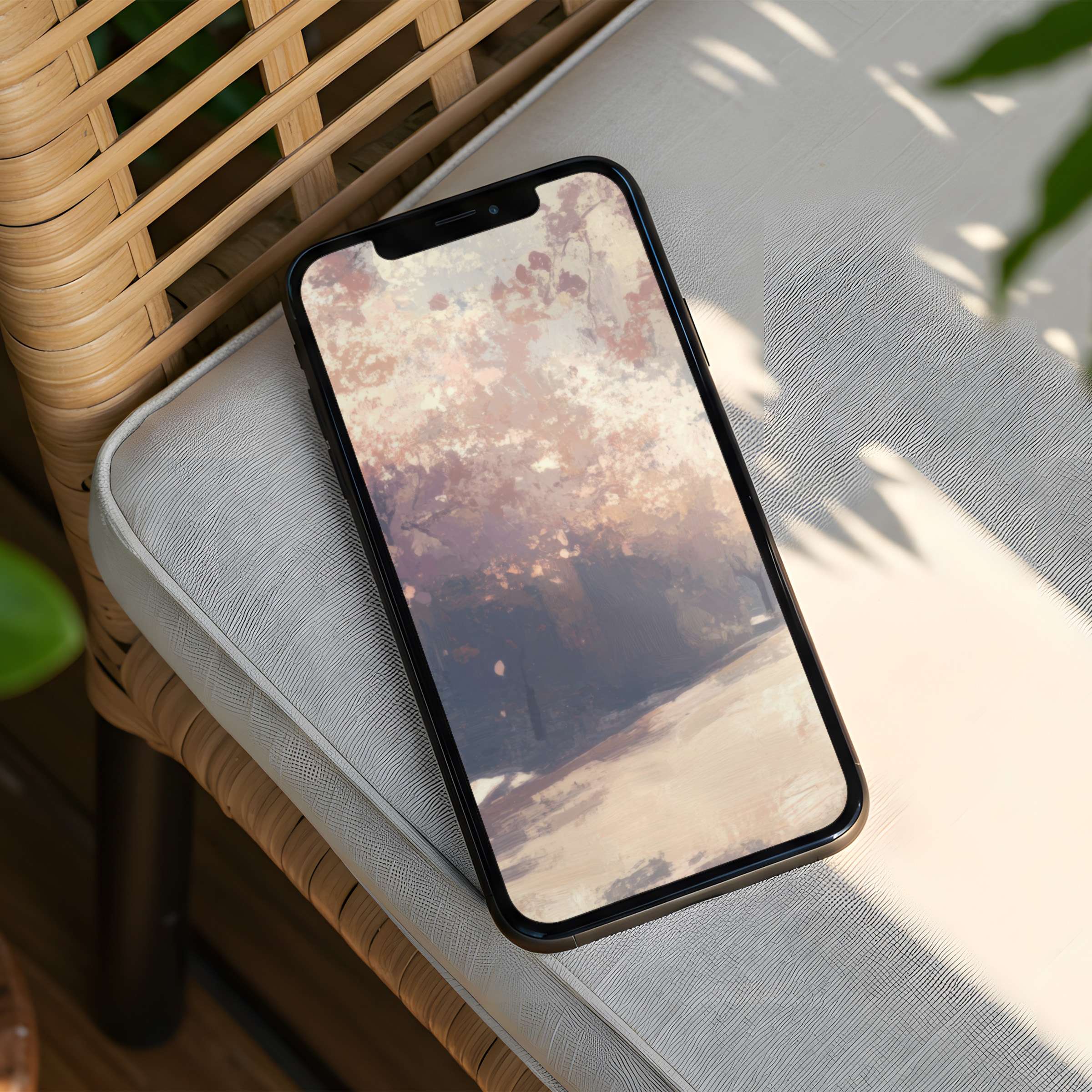 Elegant iPhone background featuring soft pastel hues and abstract textures for instant download, fits all phone models for mindful calm