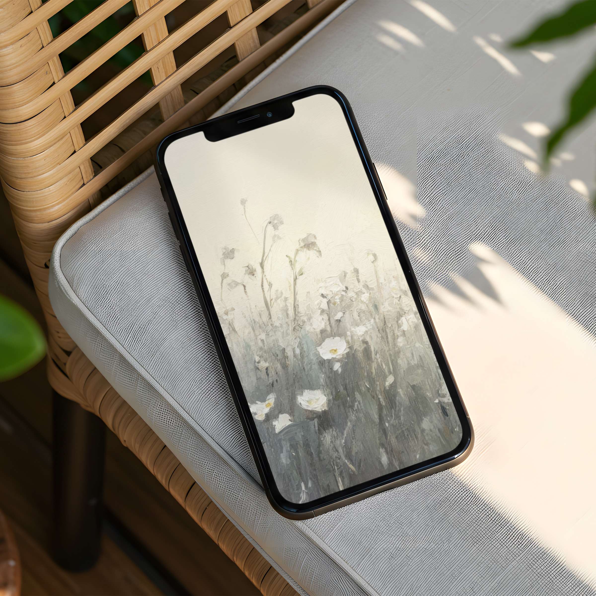 Elegant iPhone background featuring serene pastel wildflowers for instant download calming phone aesthetics for mindful inspiration