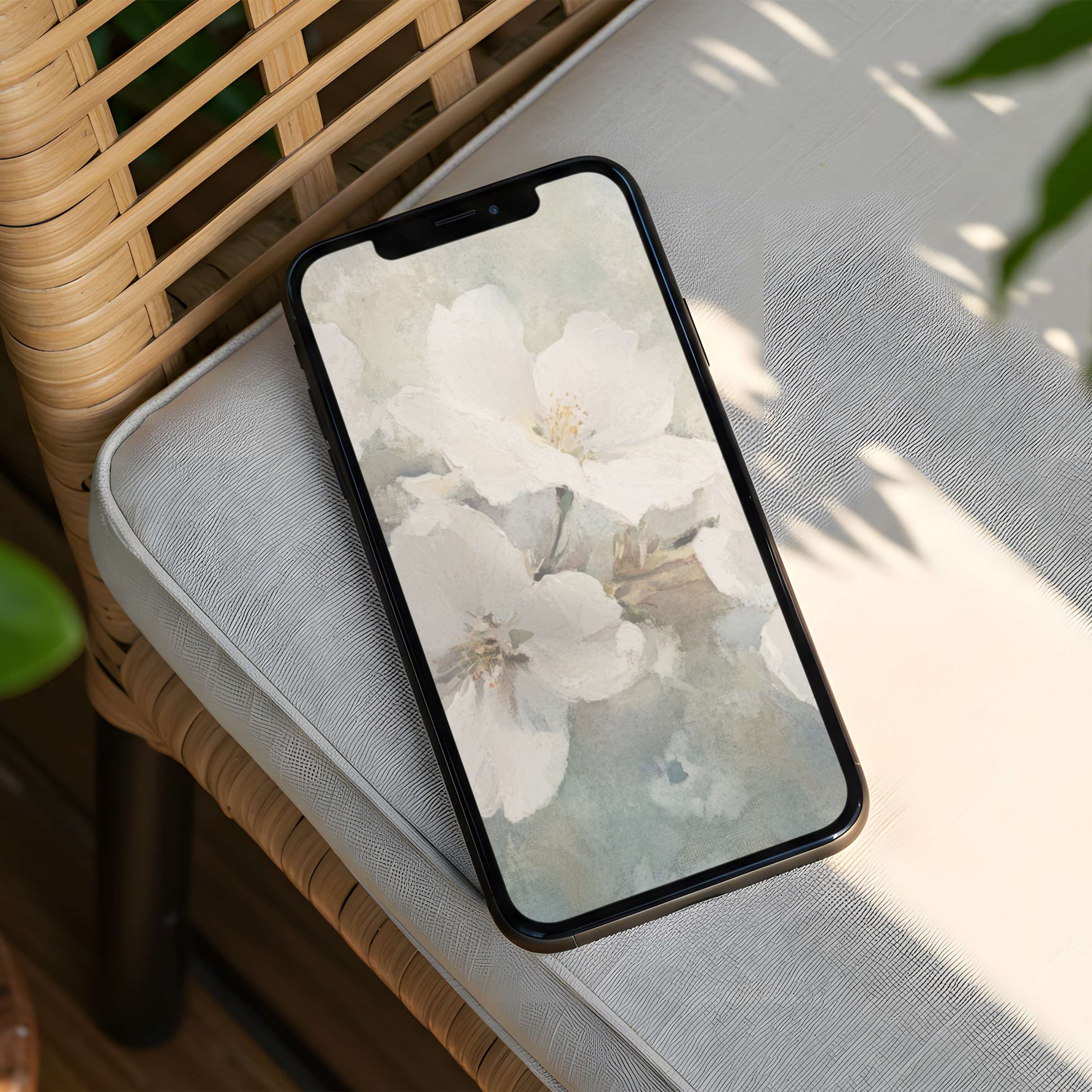Serene white blossoms iPhone background for instant download enhances mindfulness and elegance on any phone screen