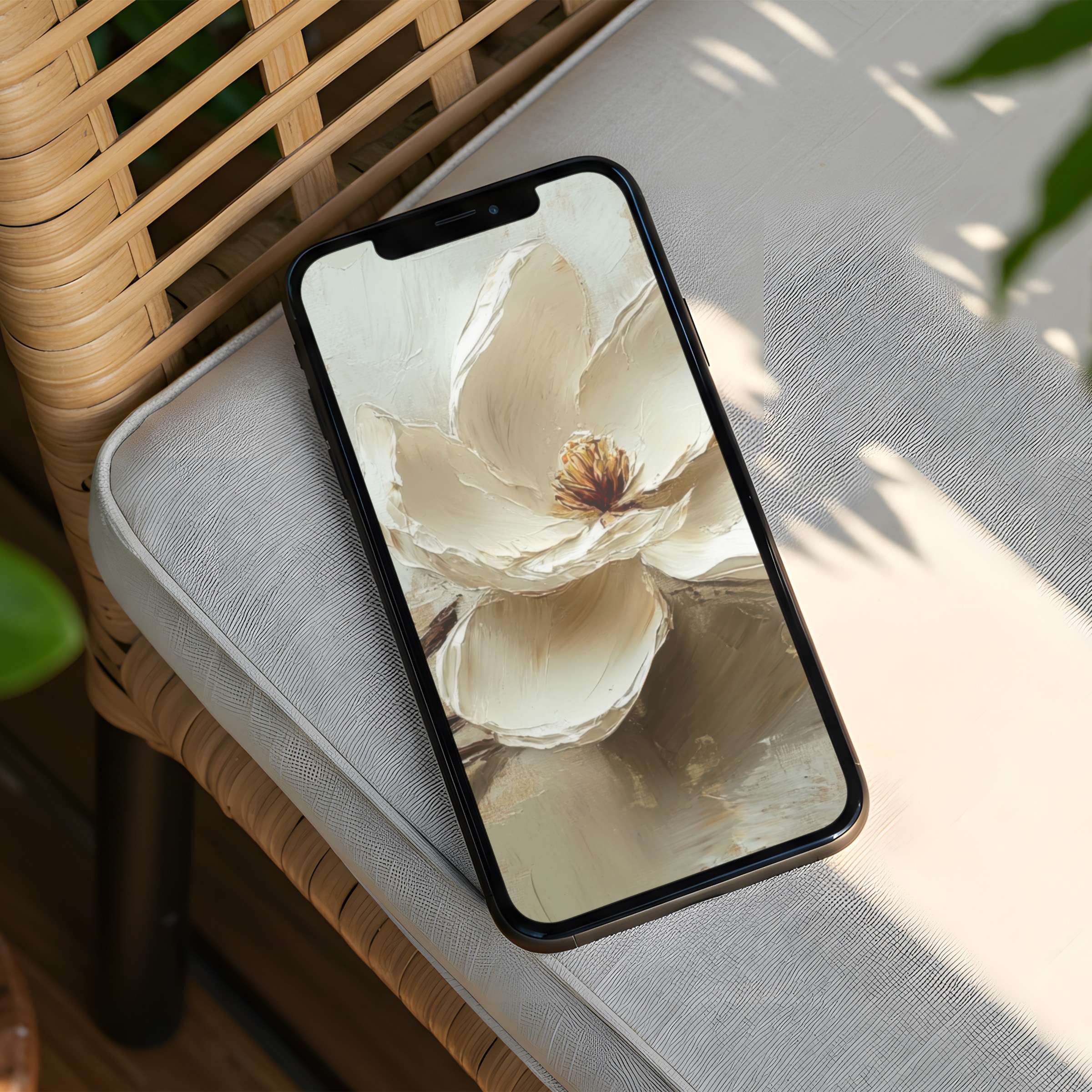 Elegant magnolia art as an iPhone background brings calm and inspiration with instant download for any phone user