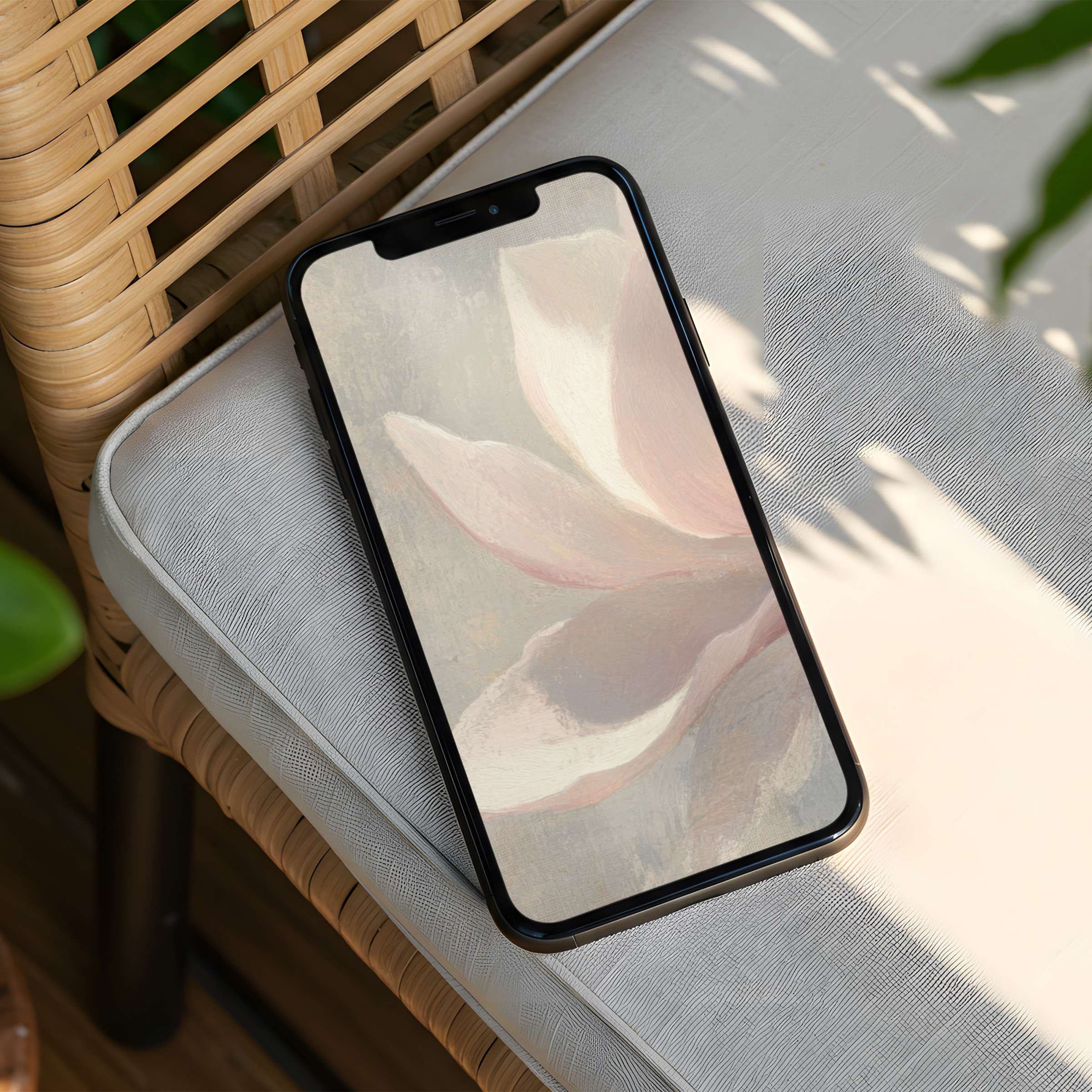 Elegant abstract floral iPhone background on neutral tones evokes calm and mindfulness perfect for phone decor instant download