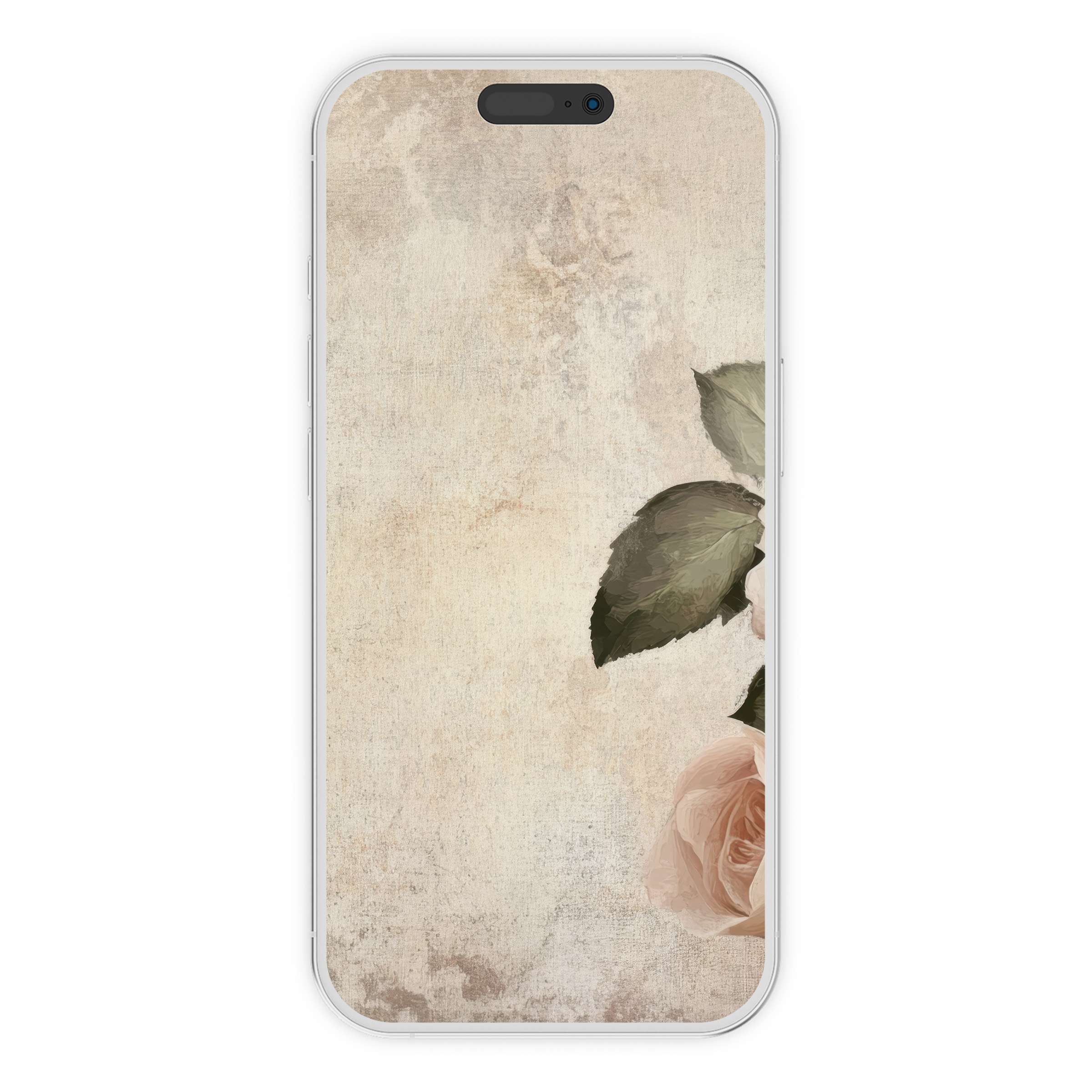 Elegant spring iPhone wallpaper with soft roses on a textured background perfect digital download for any phone for serene design