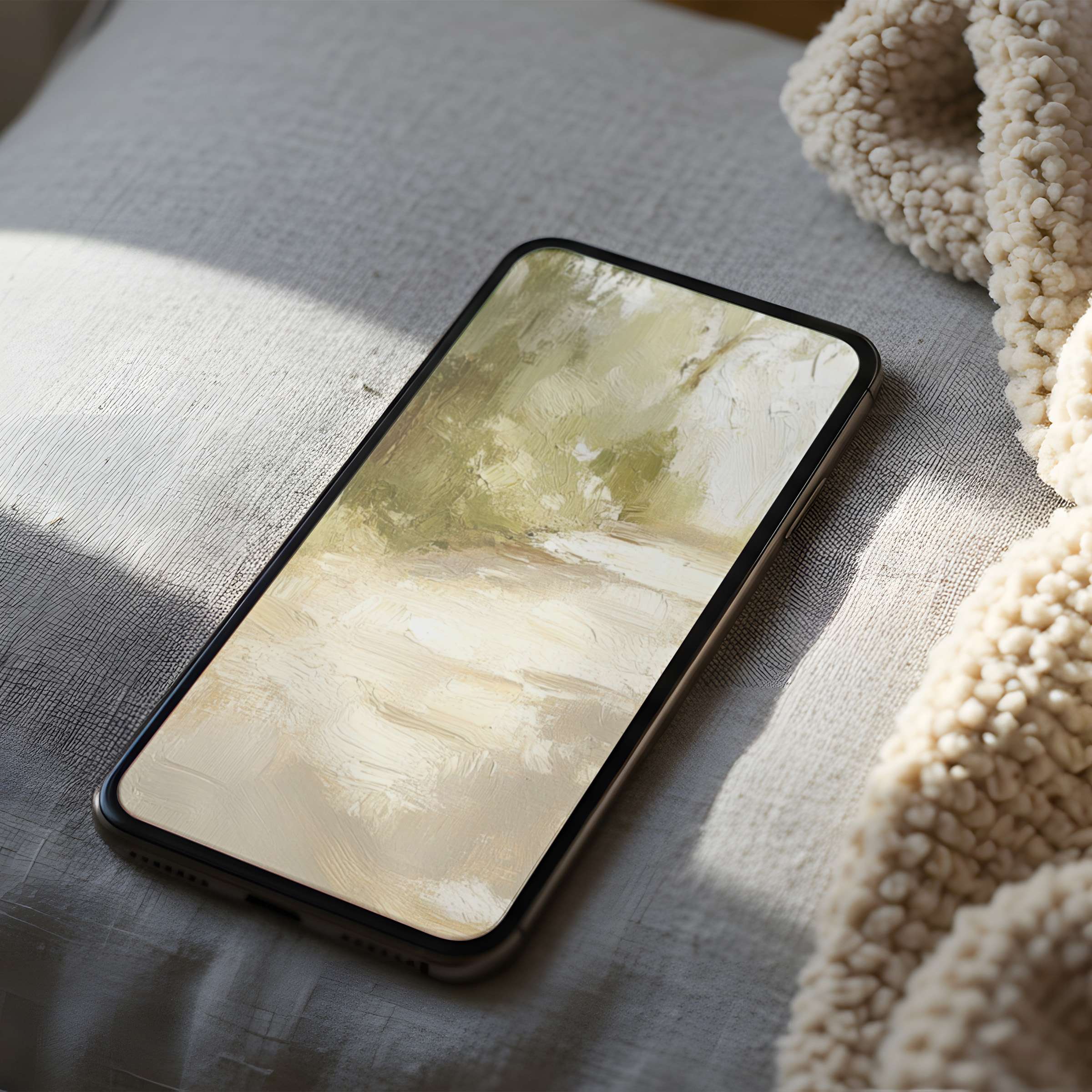 Elegant phone wallpaper featuring serene abstract nature in soft, earthy tones, perfect for high resolution iPhone and Android download