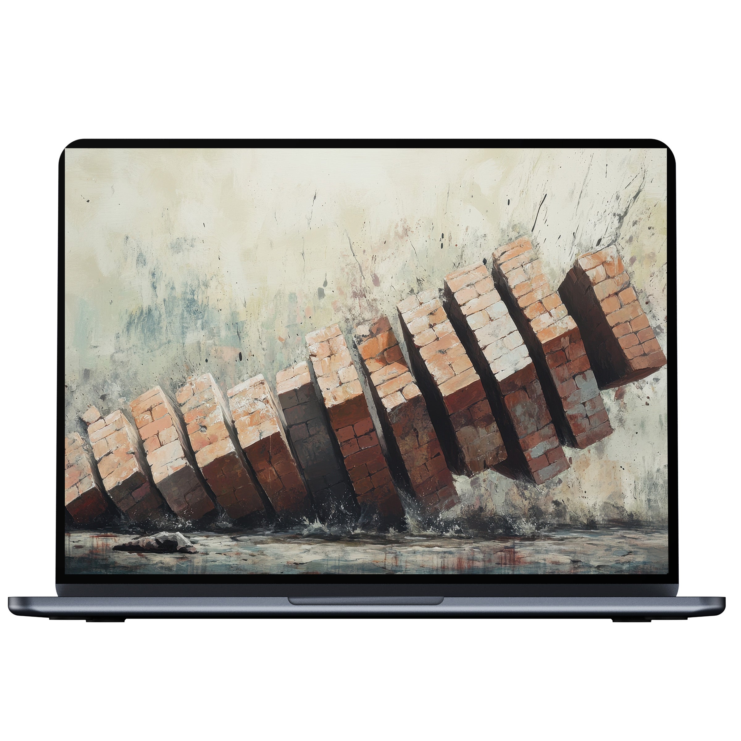 Street art desktop wallpaper with dynamic brick pattern offers inspiring digital download for PC, laptop, Mac users seeking calm elegance
