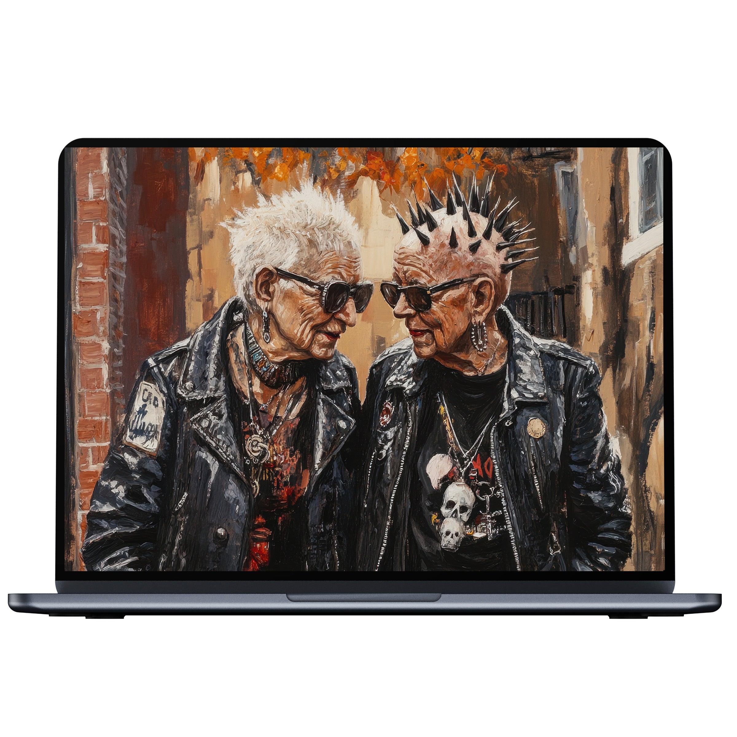 Street art desktop wallpaper with vibrant colors captures urban punk style, offering inspiring digital download for PC, Laptop, Mac