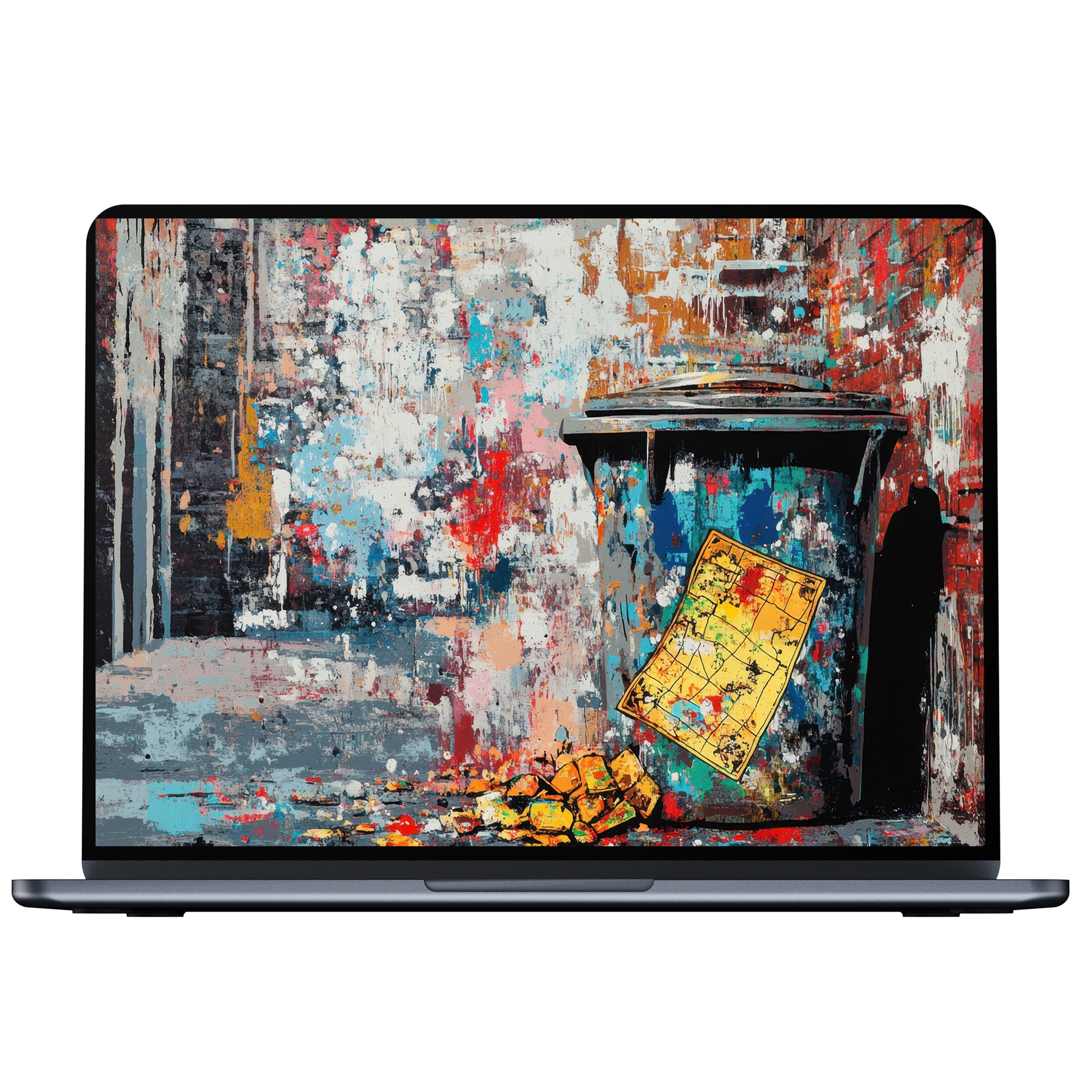 Vibrant street art desktop wallpaper featuring colorful, textured graffiti evokes inspiration and calm, ideal for PC, laptop digital download