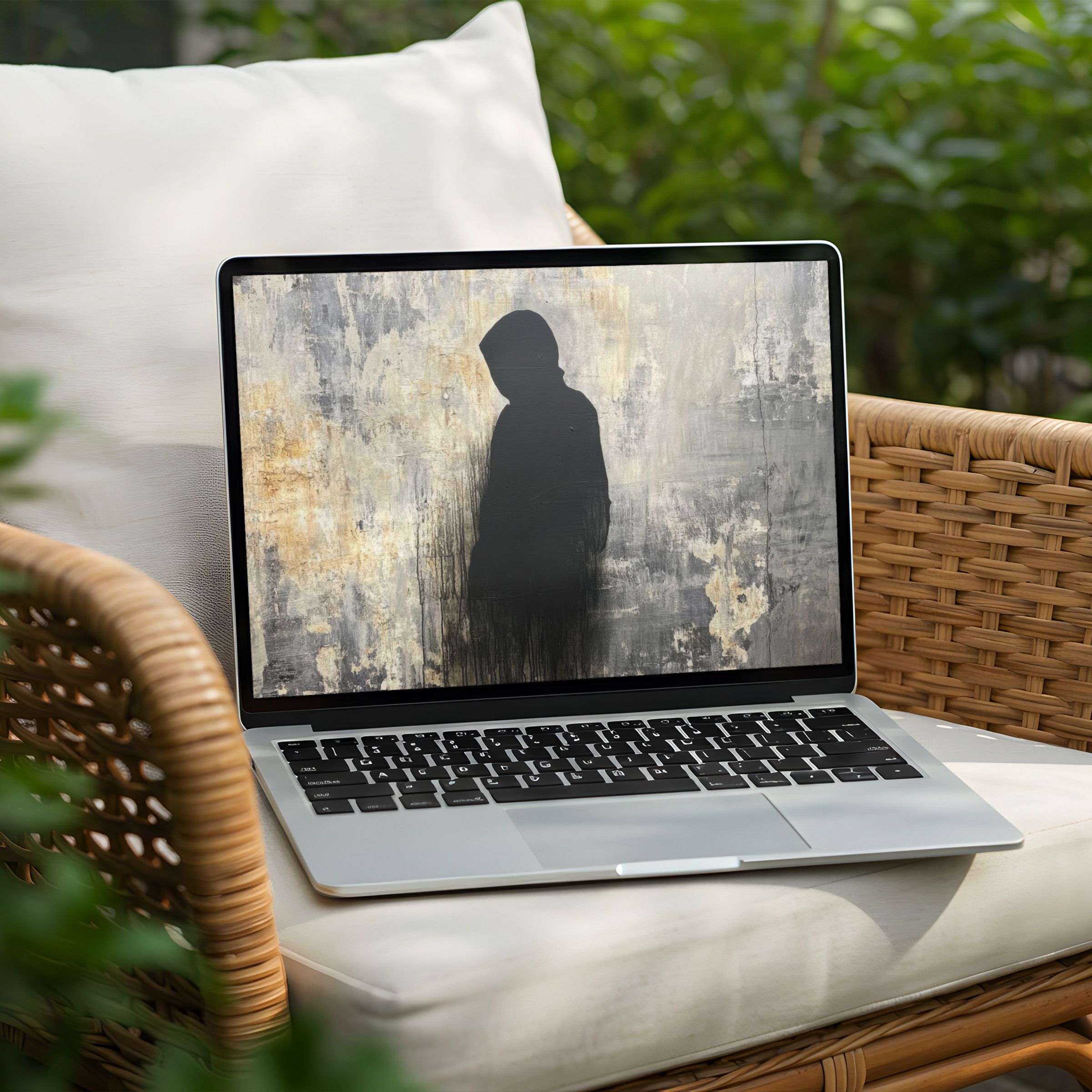 Wispy abstract art in muted tones for a calming desktop background on your PC or Laptop available as instant download