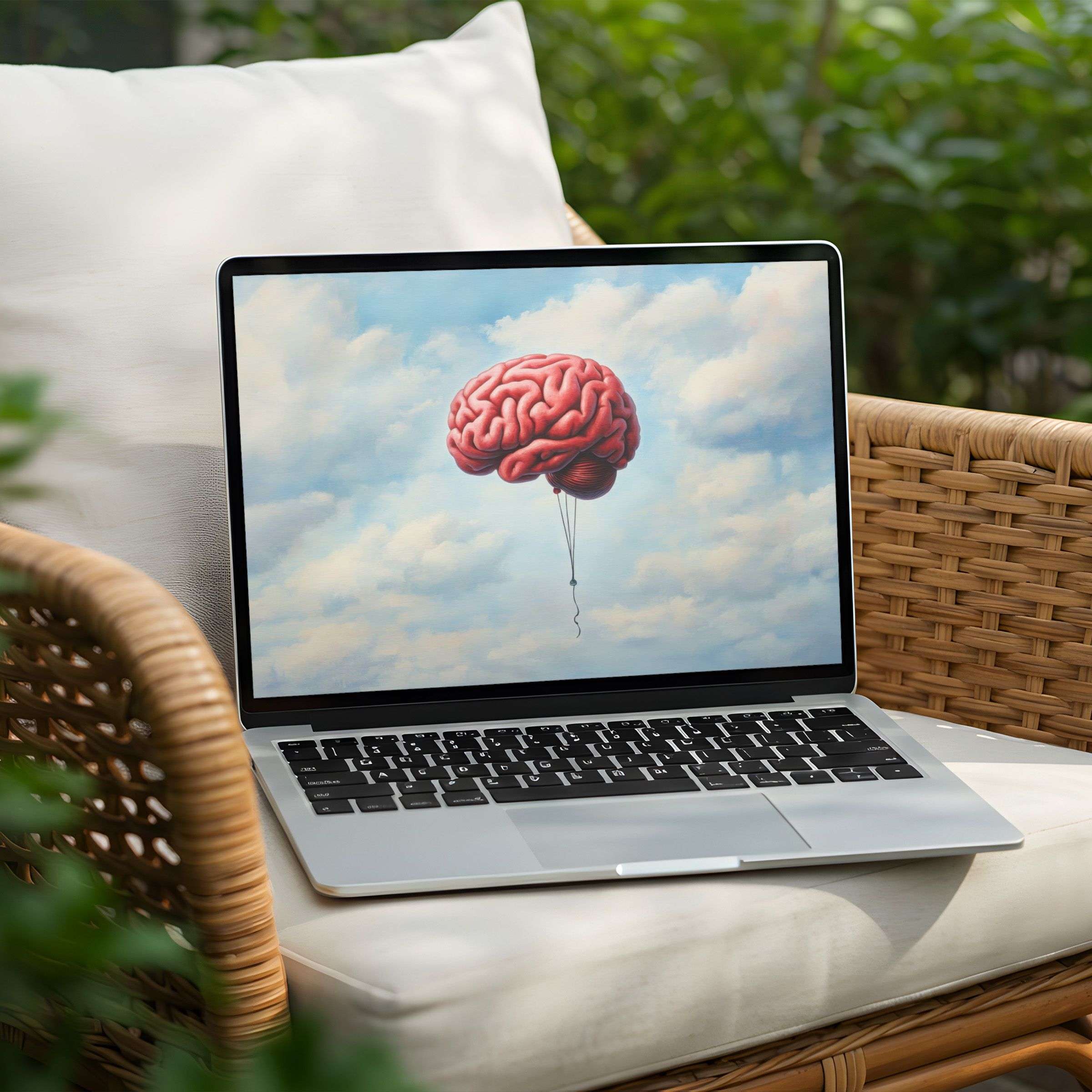 Elevate your PC or Laptop with this elegant cloud and brain desktop background available as an instant download inspiring calm creativity
