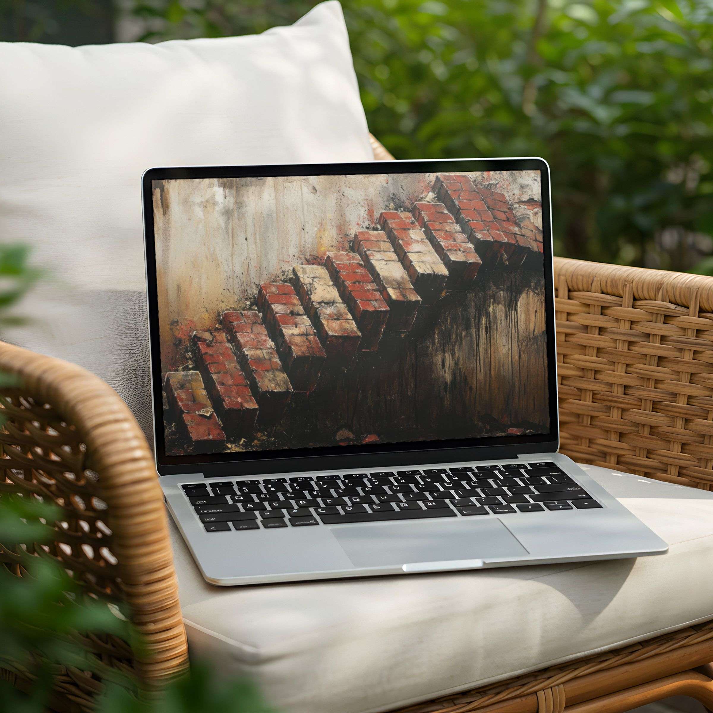 Inspiring brick stairs desktop background for your PC or Laptop offers instant download to elevate your calm digital space