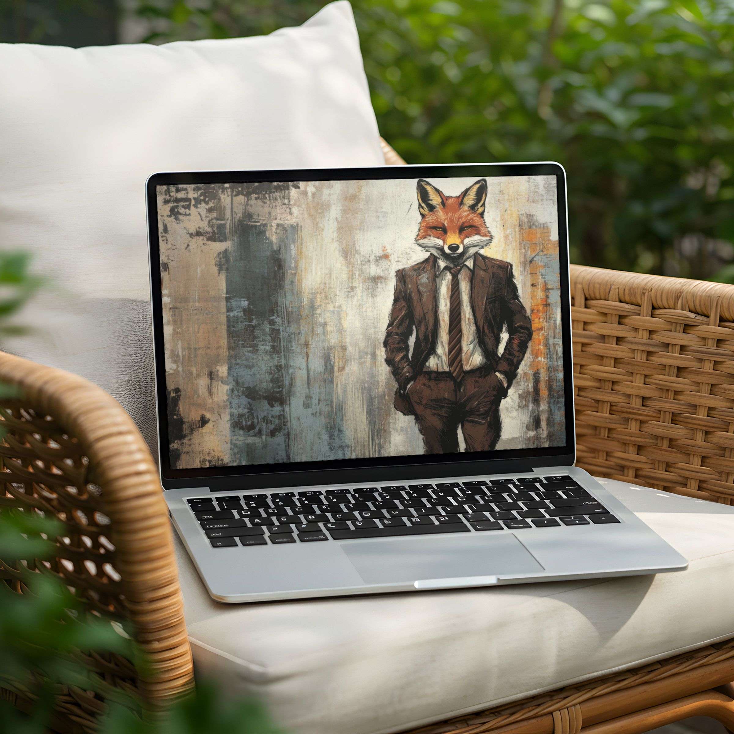Elegant fox-themed digital art as a desktop background for PC or Laptop, inspiring calm with instant download option