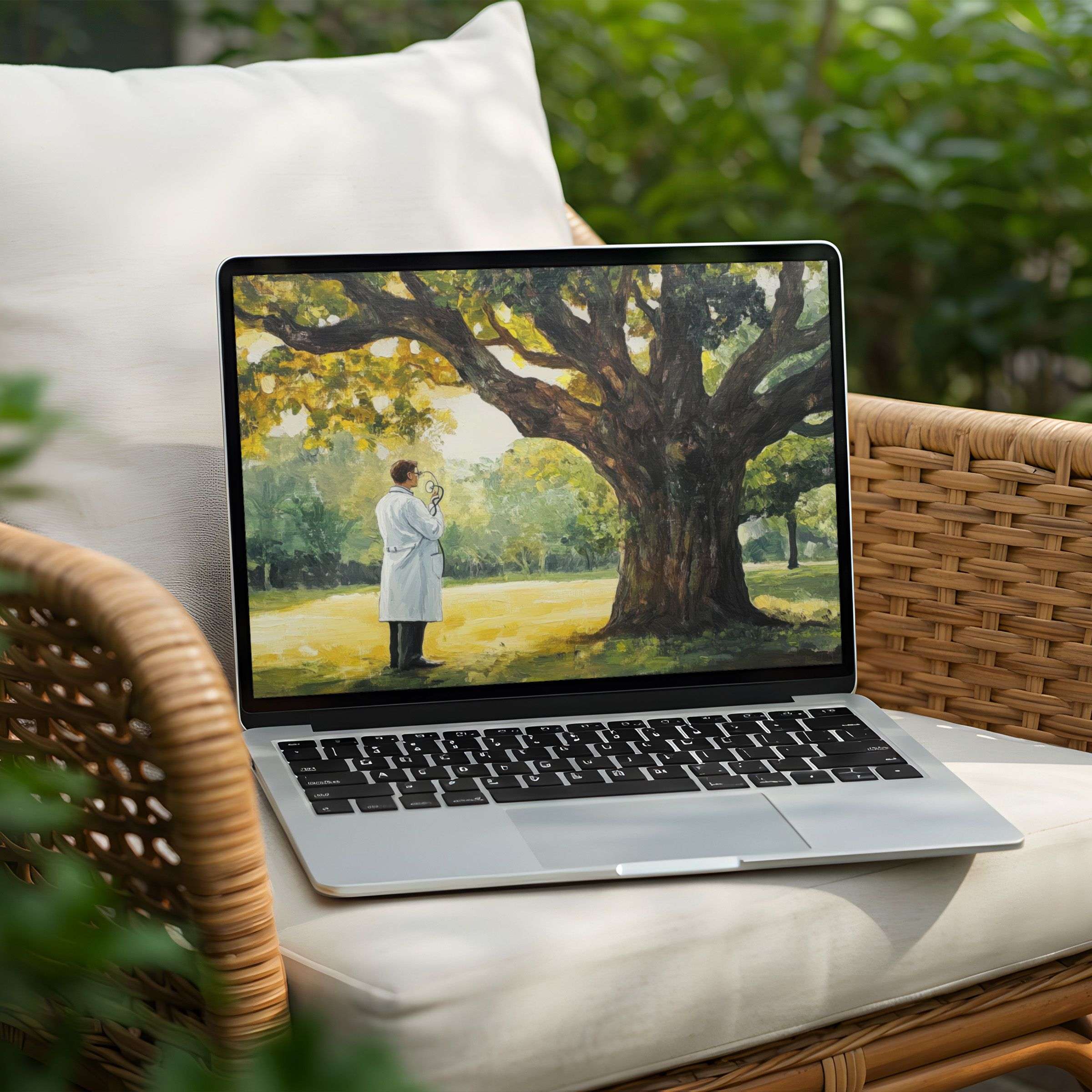 Elegant PC desktop background with serene tree art for instant download on Laptop Ideal for mindfulness and inspiration