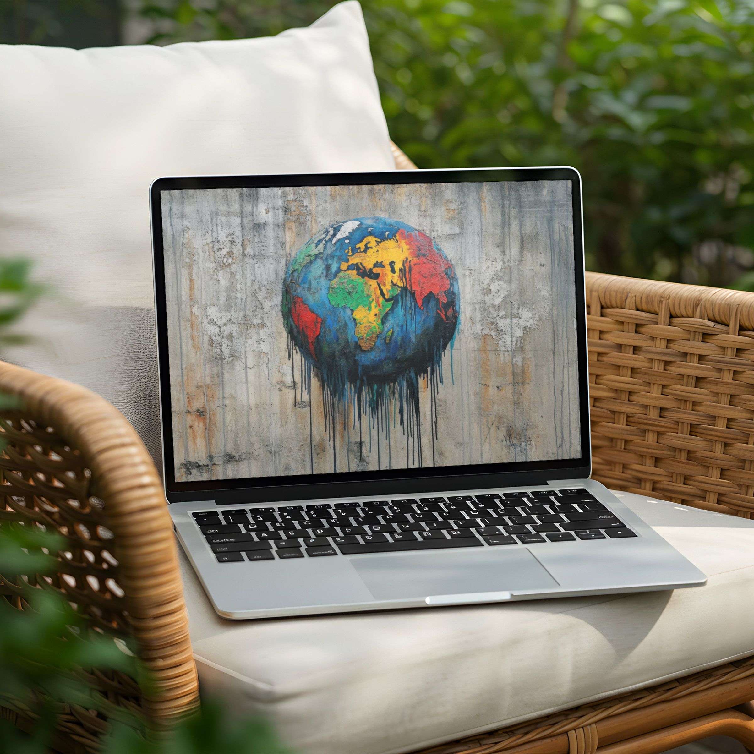 Vibrant world map art as a desktop background for PC or Laptop instant download promotes mindfulness and elegant inspiration