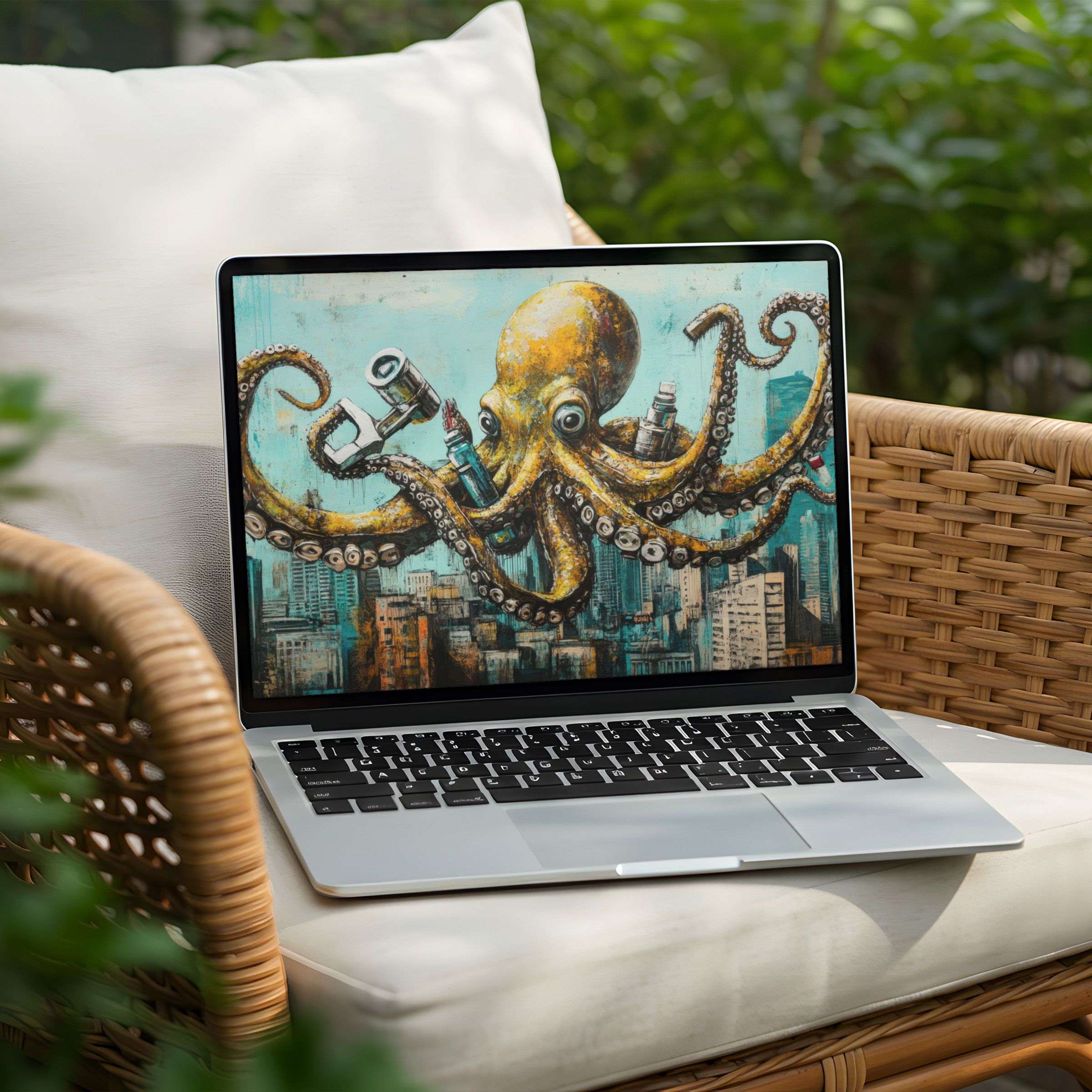 Inspire elegance with this instant download octopus desktop background for PC or laptop a fusion of calm and bold art