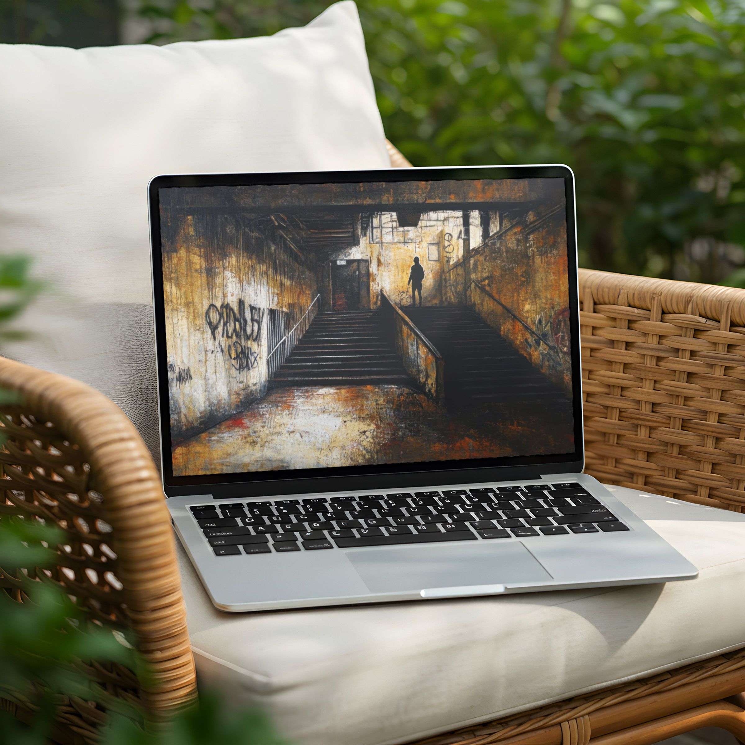 Elevate your PC or Laptop with this urban stairway desktop background instant download for inspiration and mindful calm
