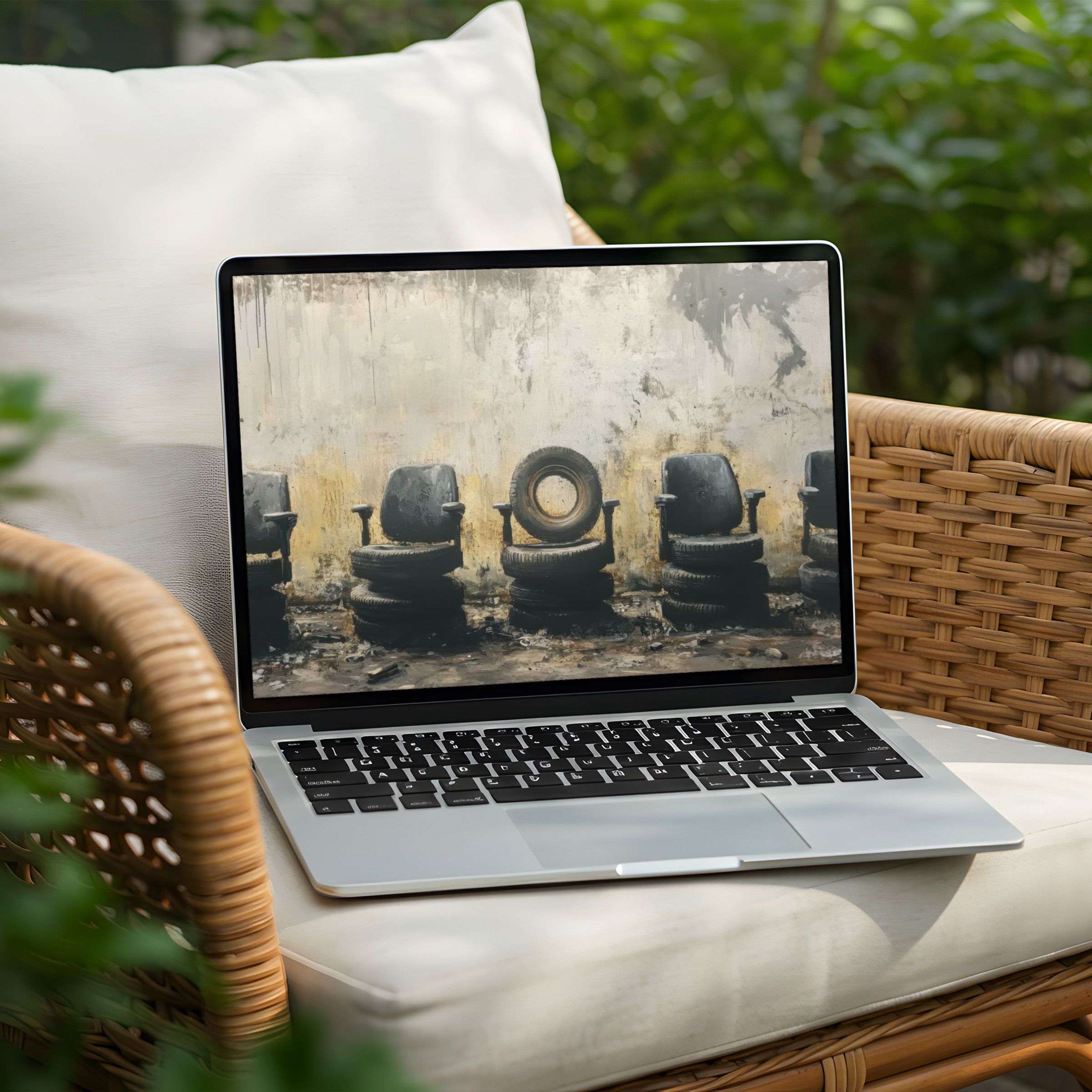 Elegant desktop background for PC and Laptop featuring calming artistic style with industrial textures for instant download and inspiration