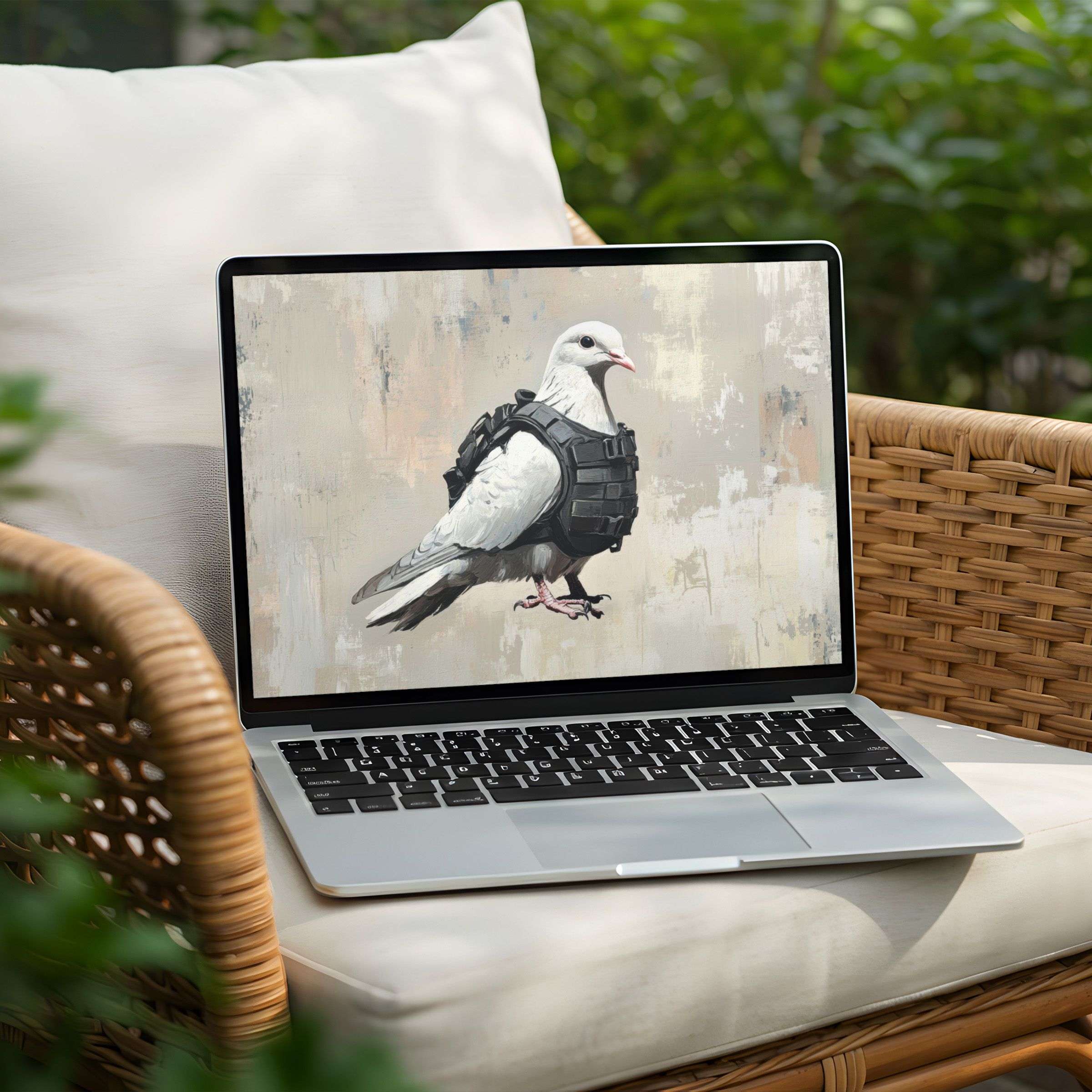 Calm and inspiring desktop background showcasing a white dove in a modern artwork, ideal for PC or Laptop instant download