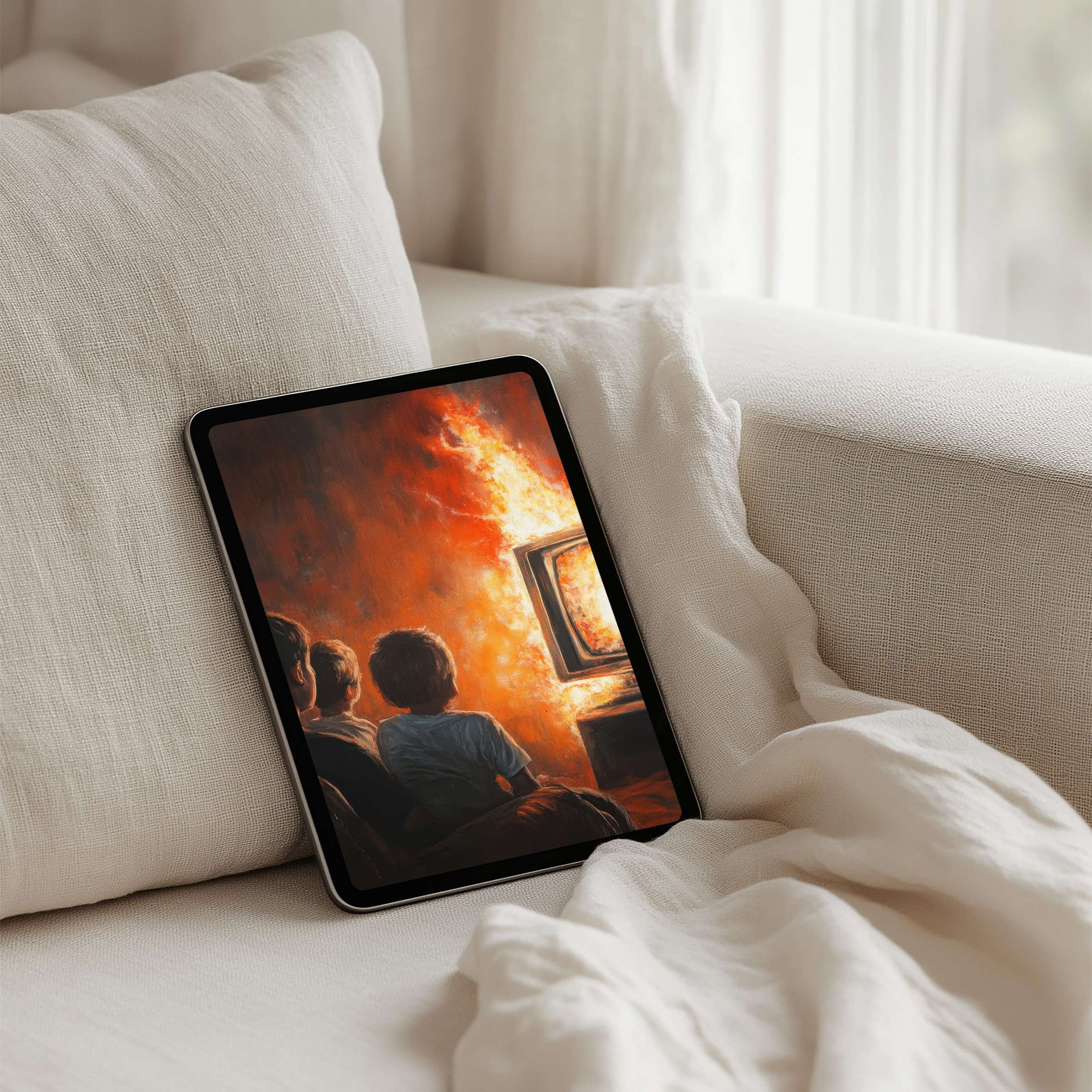 Elegant iPad background with fiery hues evokes calm and inspiration, perfect for instant download on tablet devices