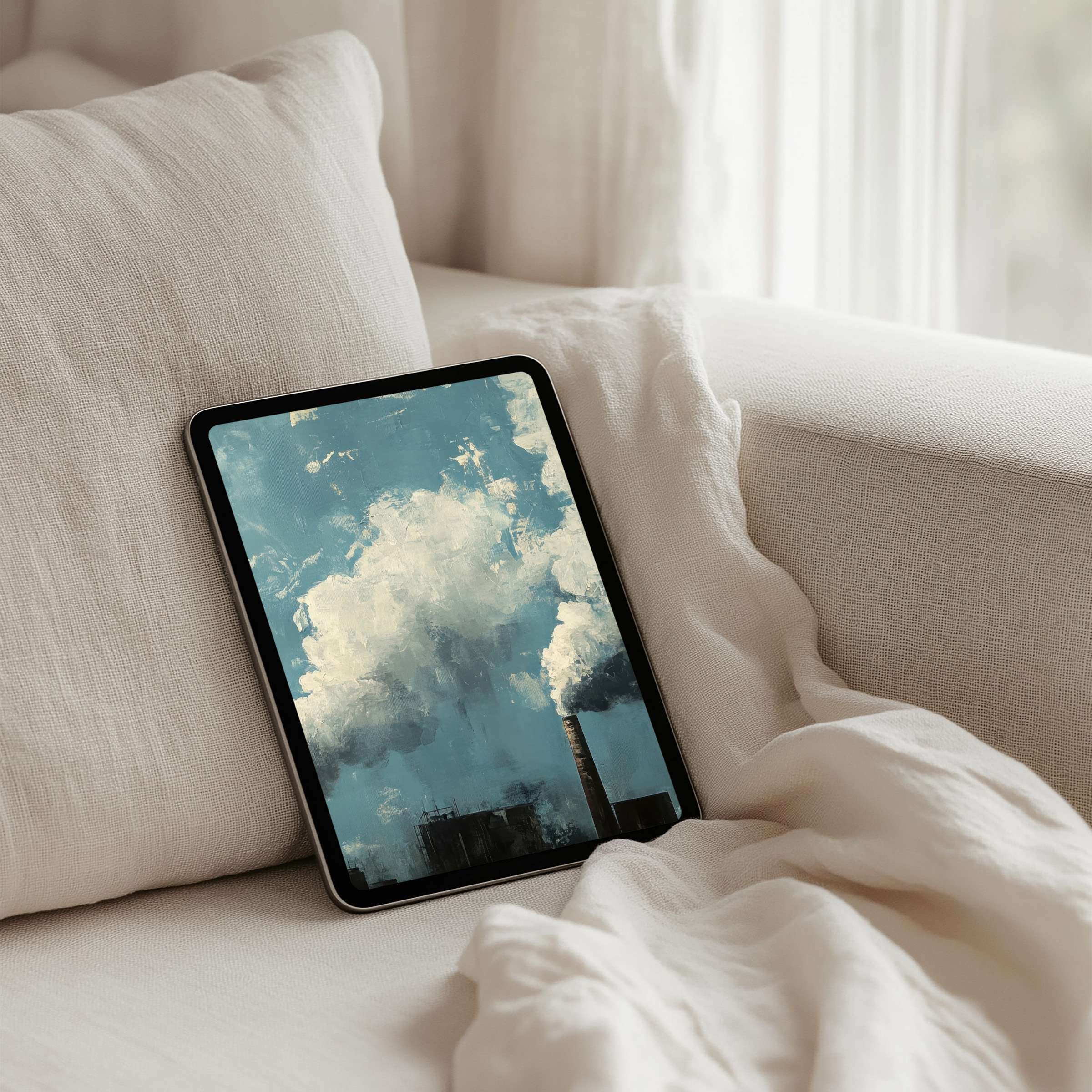 Cozy iPad background with textured clouds for a serene atmosphere on your tablet instant download for Android and Samsung