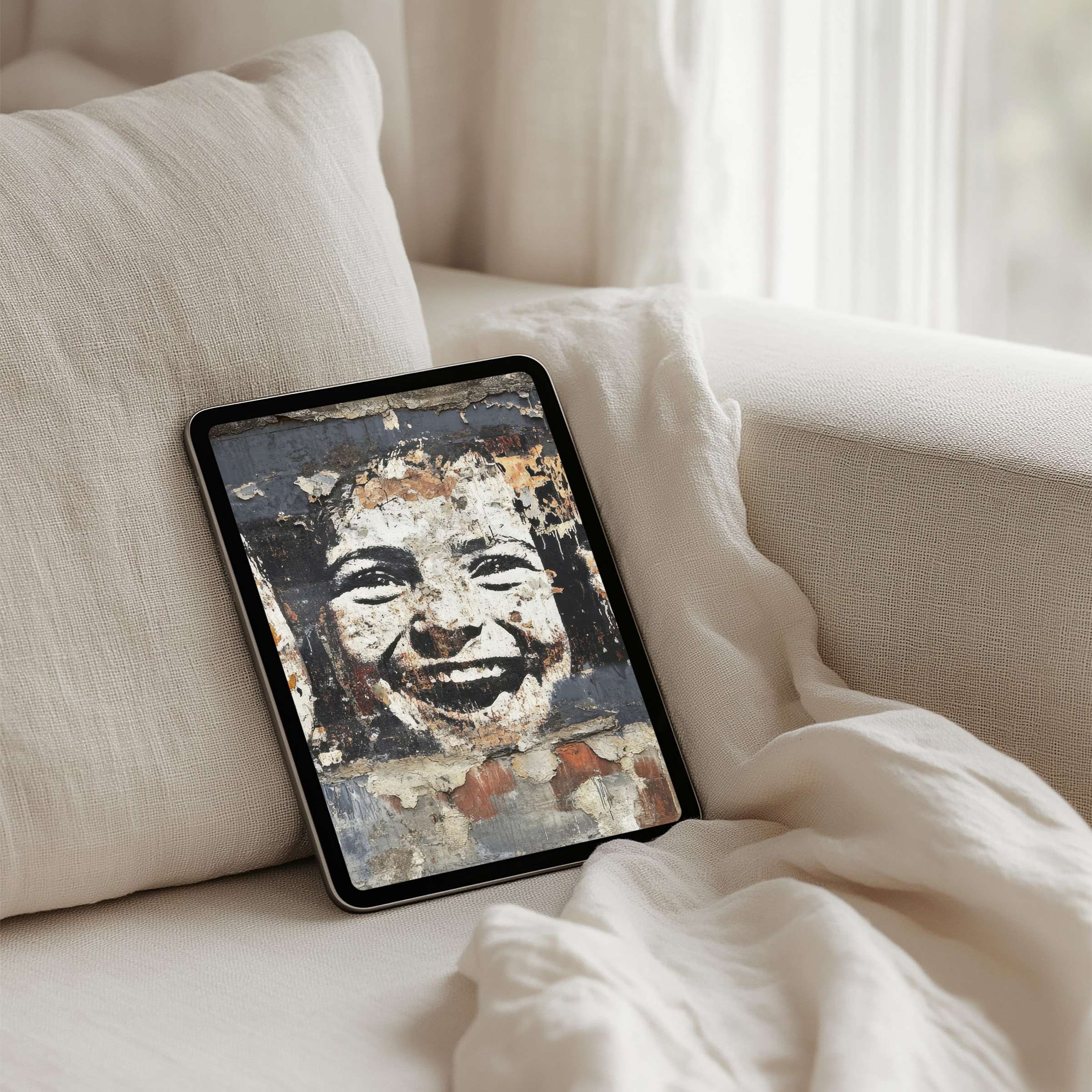 Tranquil abstract portrait with warm tones for iPad background and tablet screens offering instant download for mindful elegance