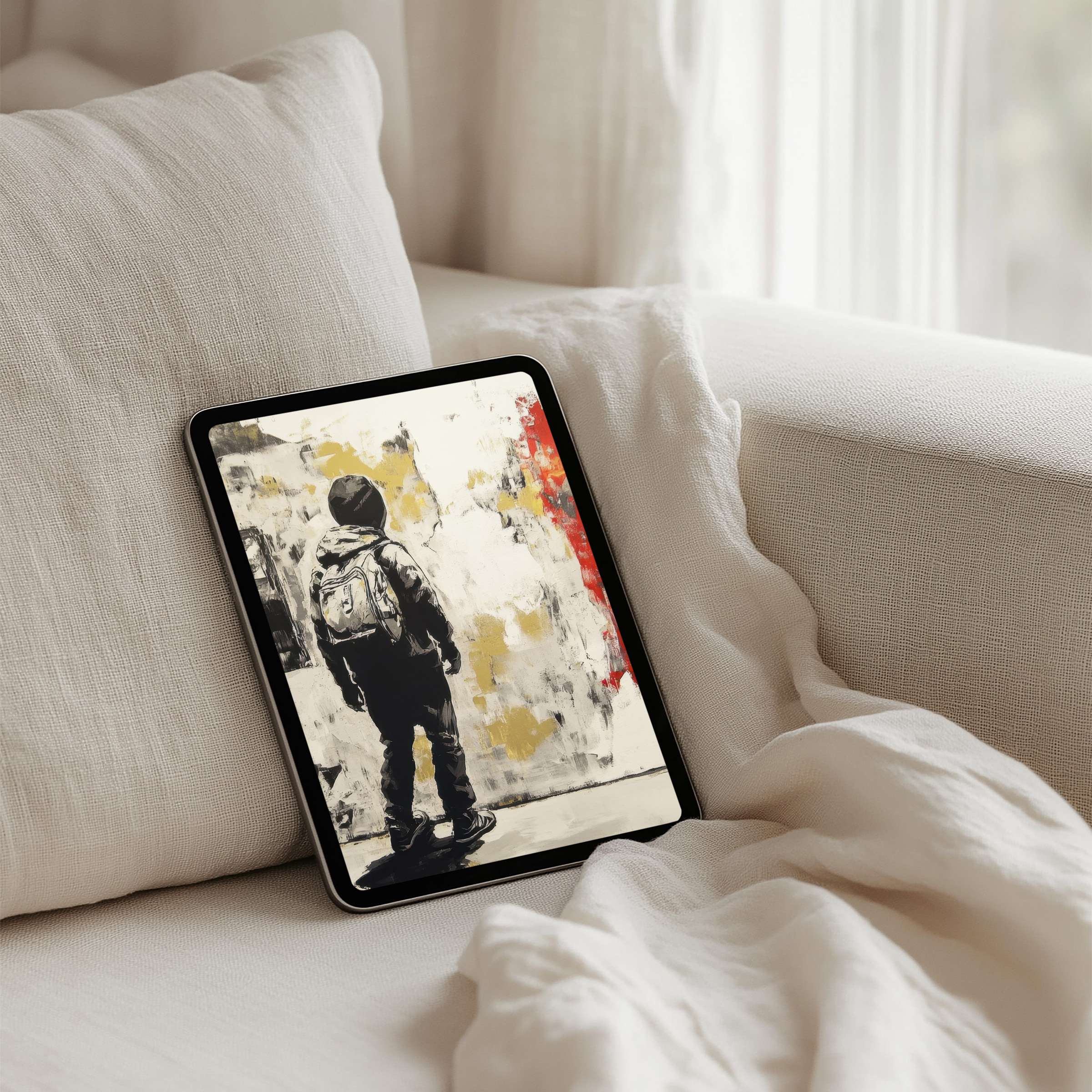 Elegant iPad background art featuring a serene street scene for instant download fits any tablet inspiring mindfulness and calm