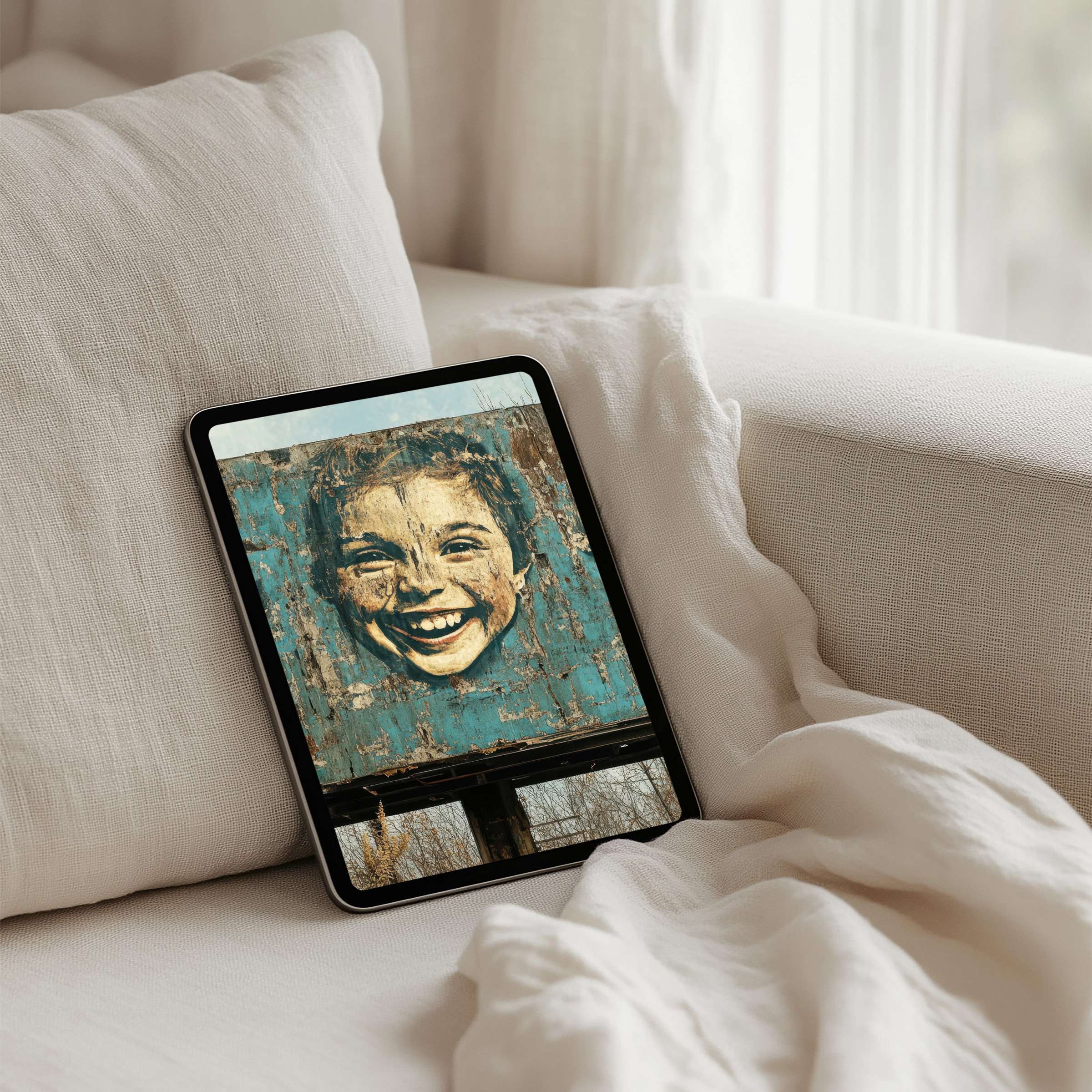 Charming digital art iPad background with vintage textures for an inspiring, mindful space instant download fits all tablets