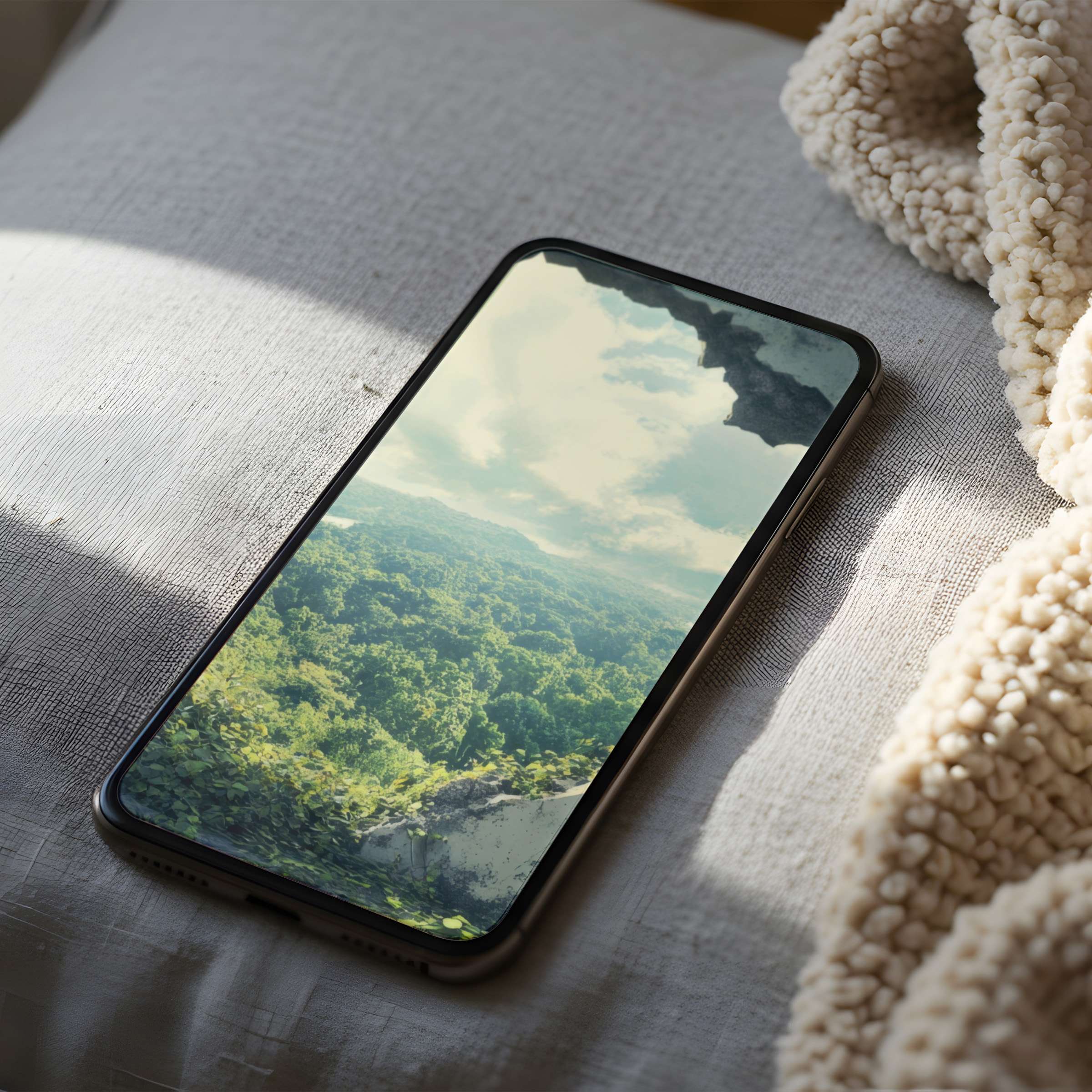 Elegant phone wallpaper featuring tranquil forest vista in high resolution offers peace and inspiration for iPhone and Android users