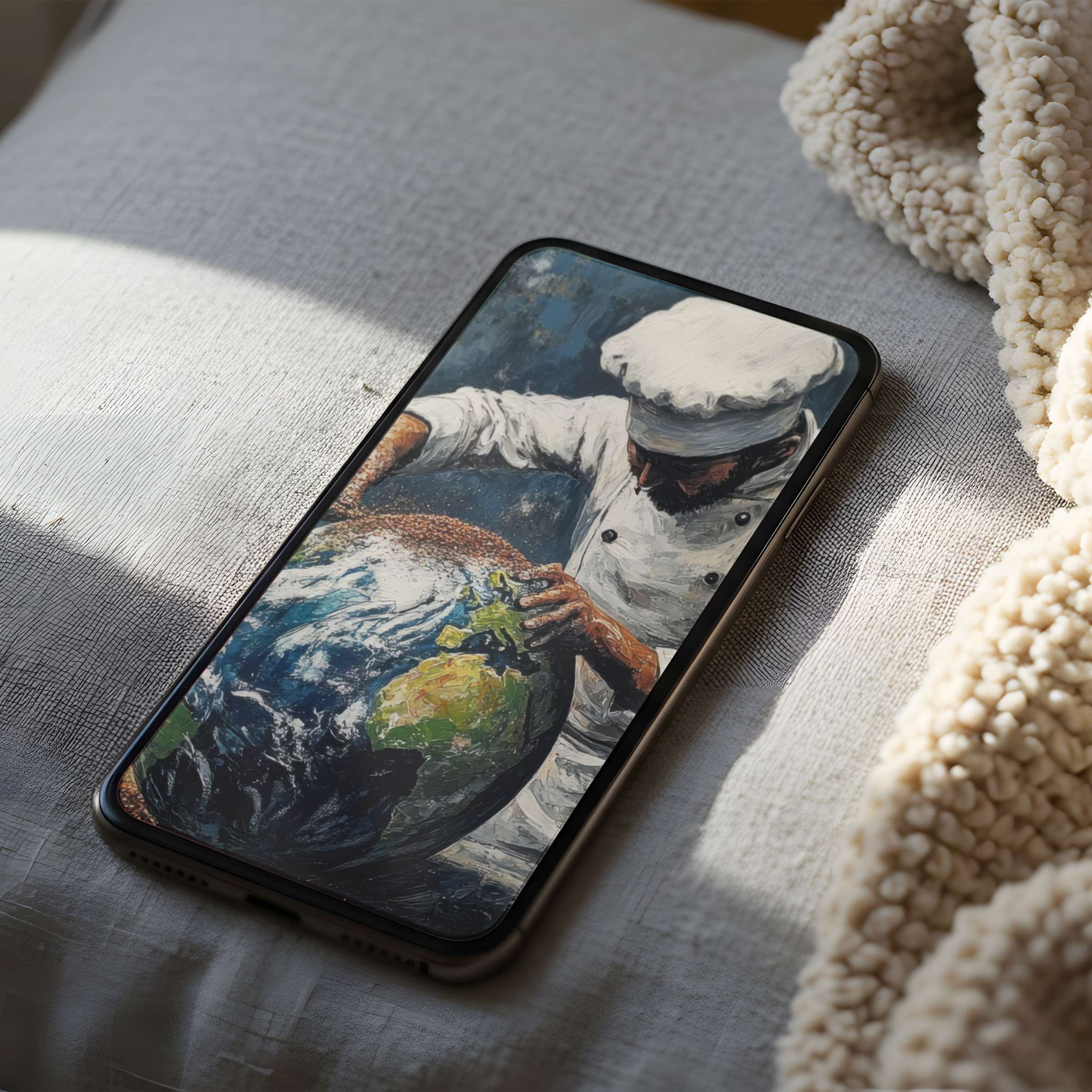 Chef-themed phone wallpaper exudes creativity and calm in this high-resolution digital art perfect for iPhone and Android devices