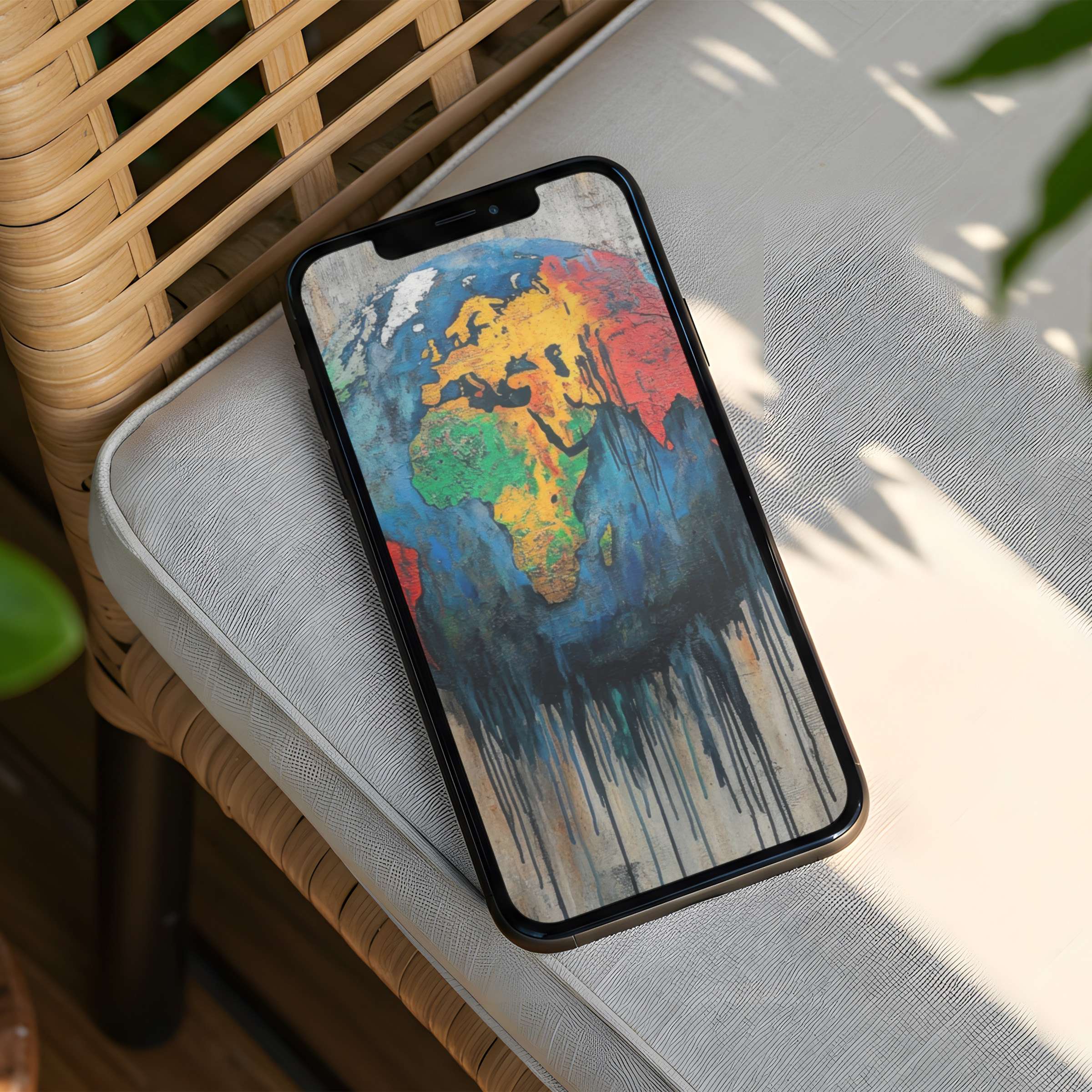 Vibrant abstract world map iPhone background inspires calm elegance on any phone perfect for instant download and mindful designs