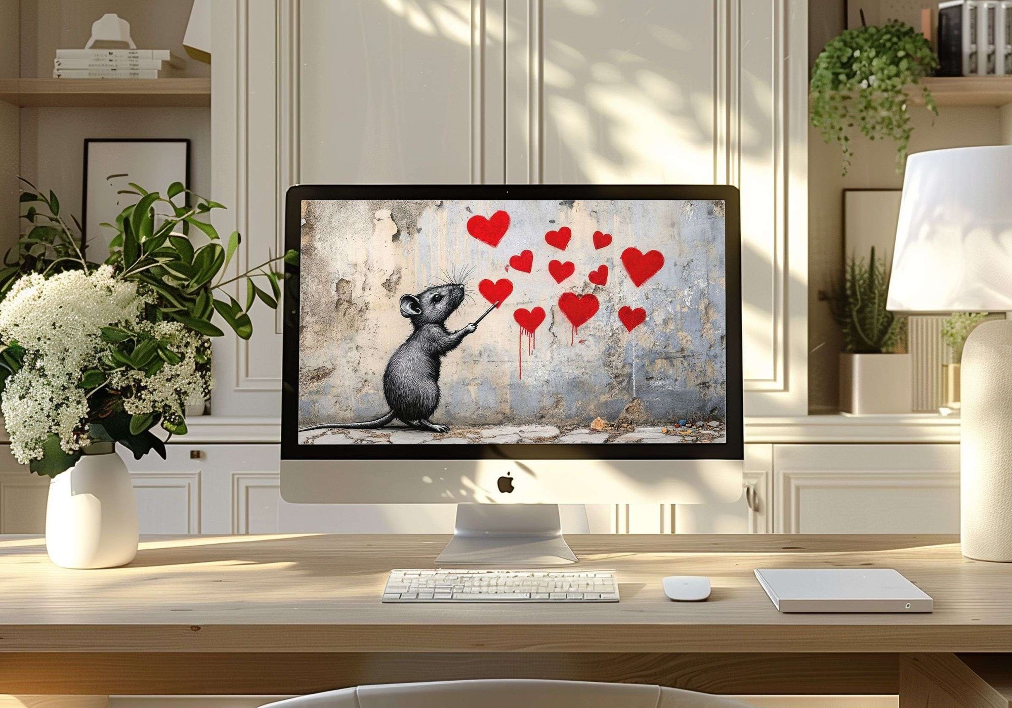 Street Art Wallpaper on Mac RebelliousRat Paints Red Hearts