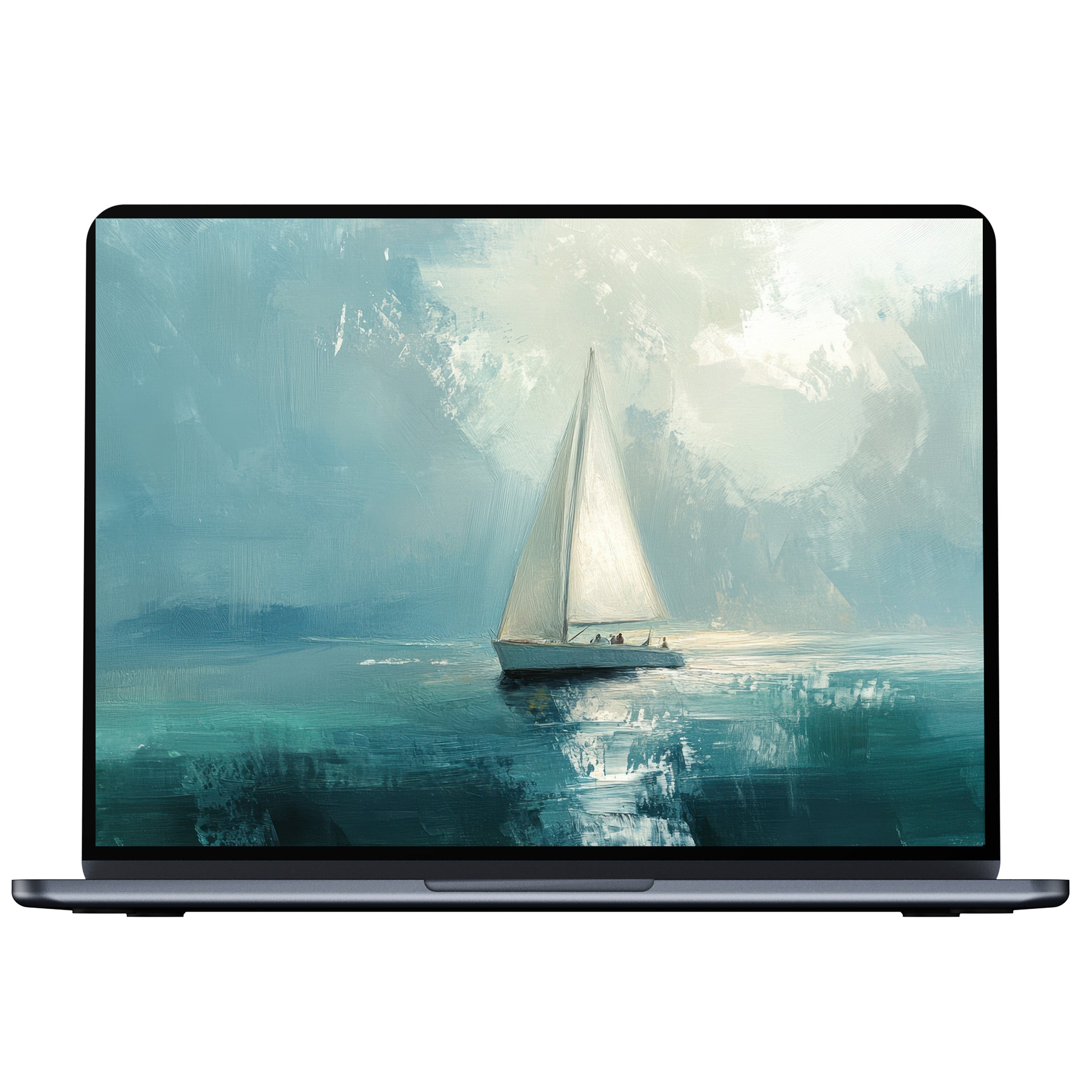 Elegant summer desktop wallpaper digital download featuring an artistic sailboat on serene water ideal for PC and laptop screens