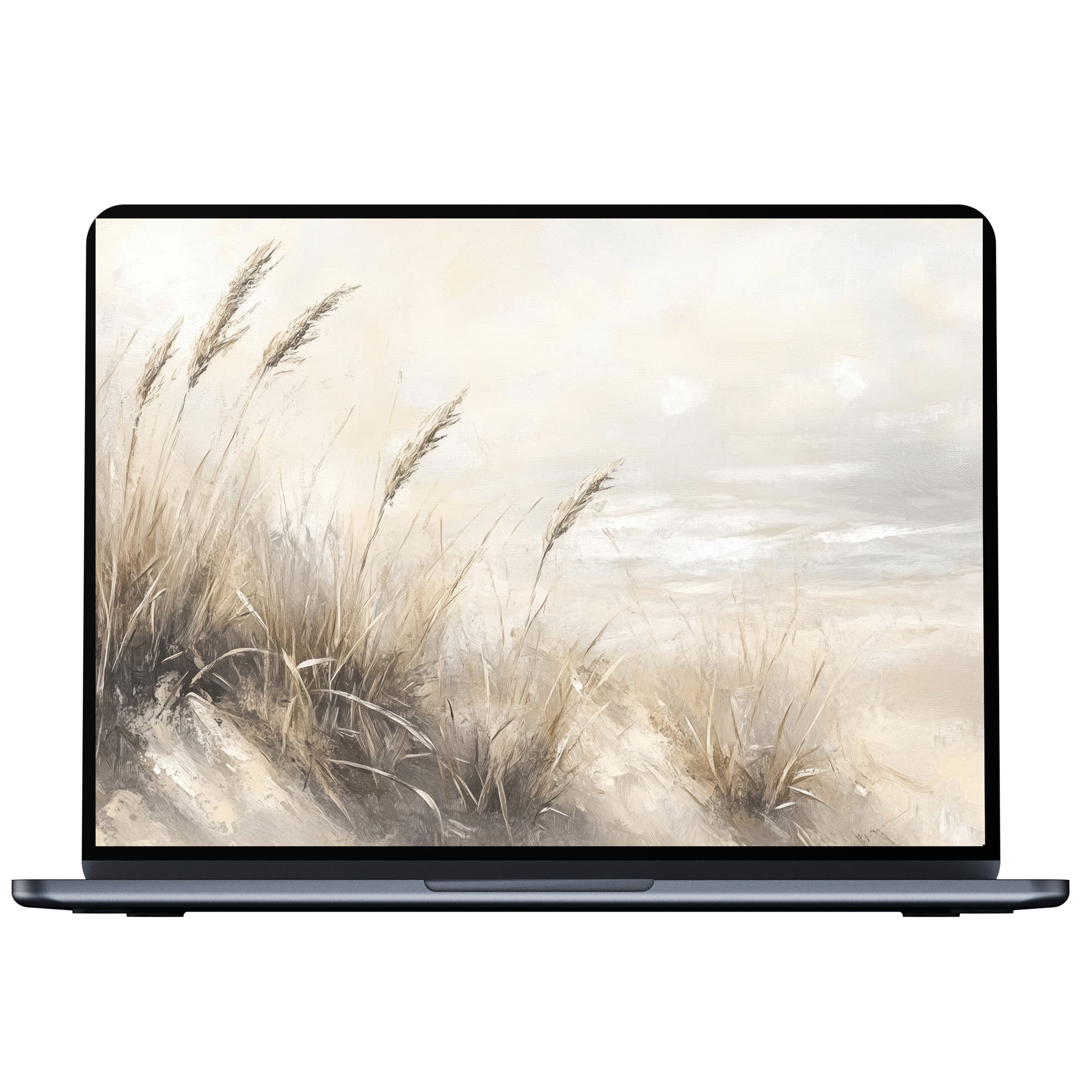 Summer desktop wallpaper with serene coastal grasses against a pale sky Digital download fits PC, Laptop, Mac for mindful inspiration