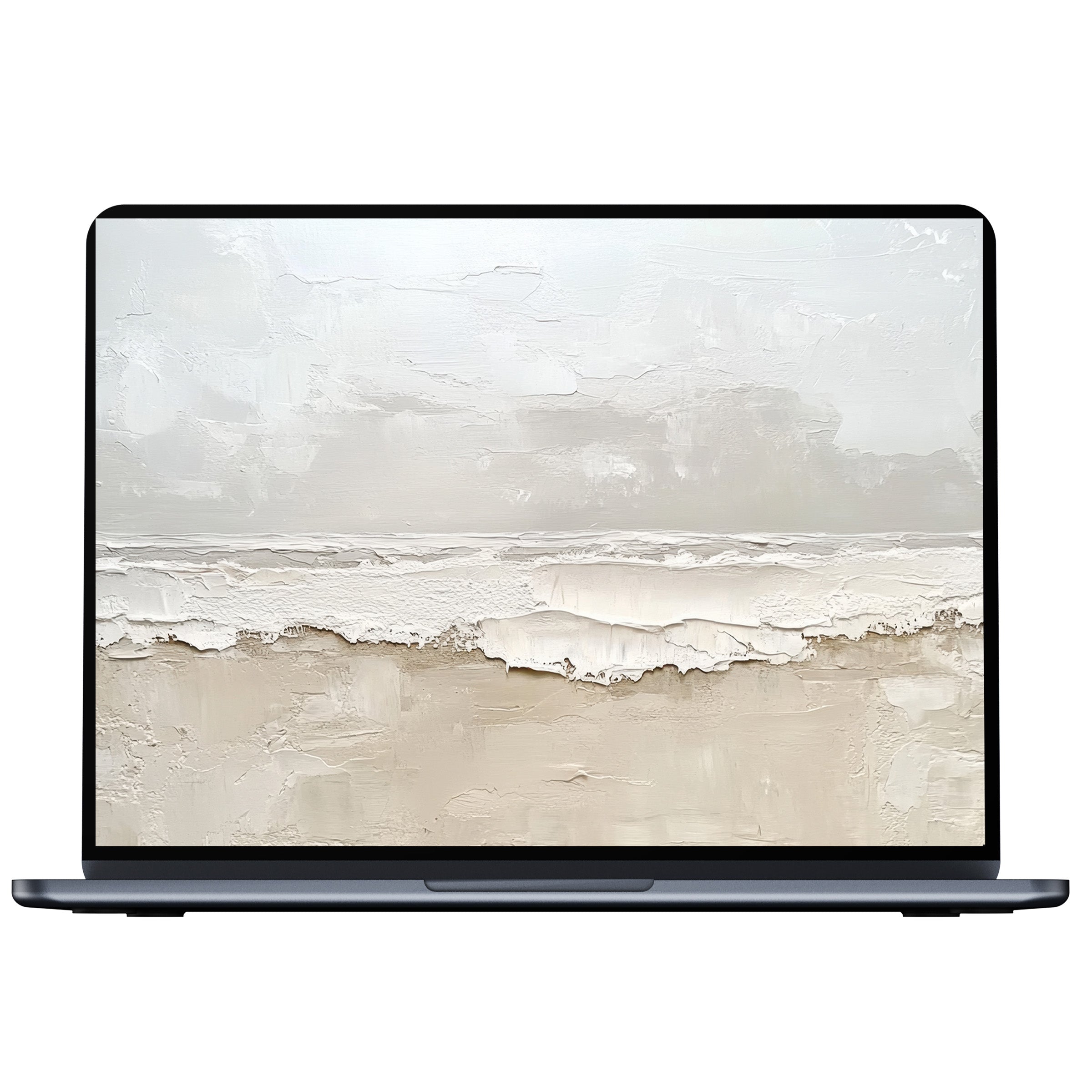 Elegant summer desktop wallpaper featuring serene abstract textures in soft neutral tones, ideal digital download for PC and laptop backgrounds