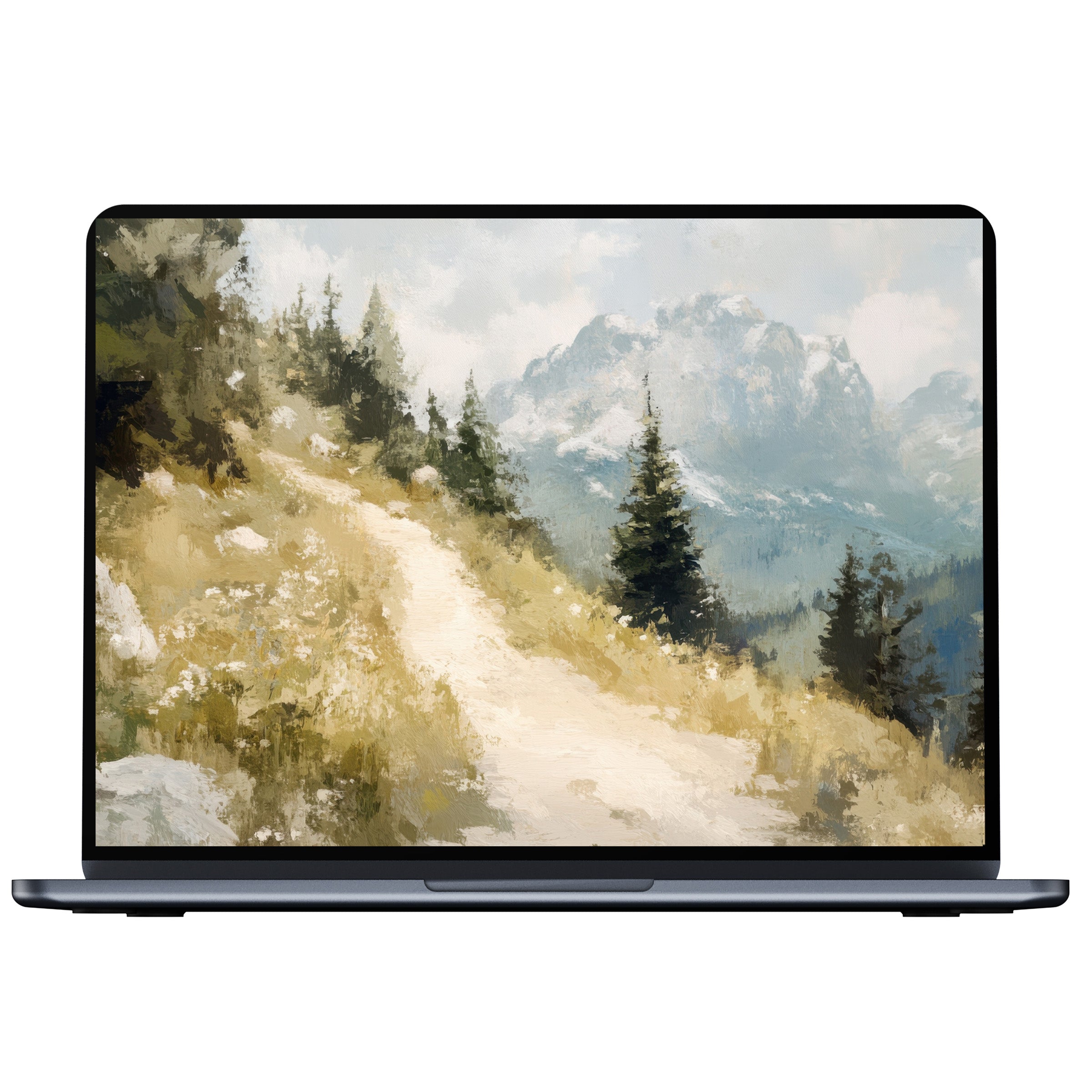 Summer desktop wallpaper digital download featuring a serene mountain landscape for PC or laptop use inspiring calm and mindfulness