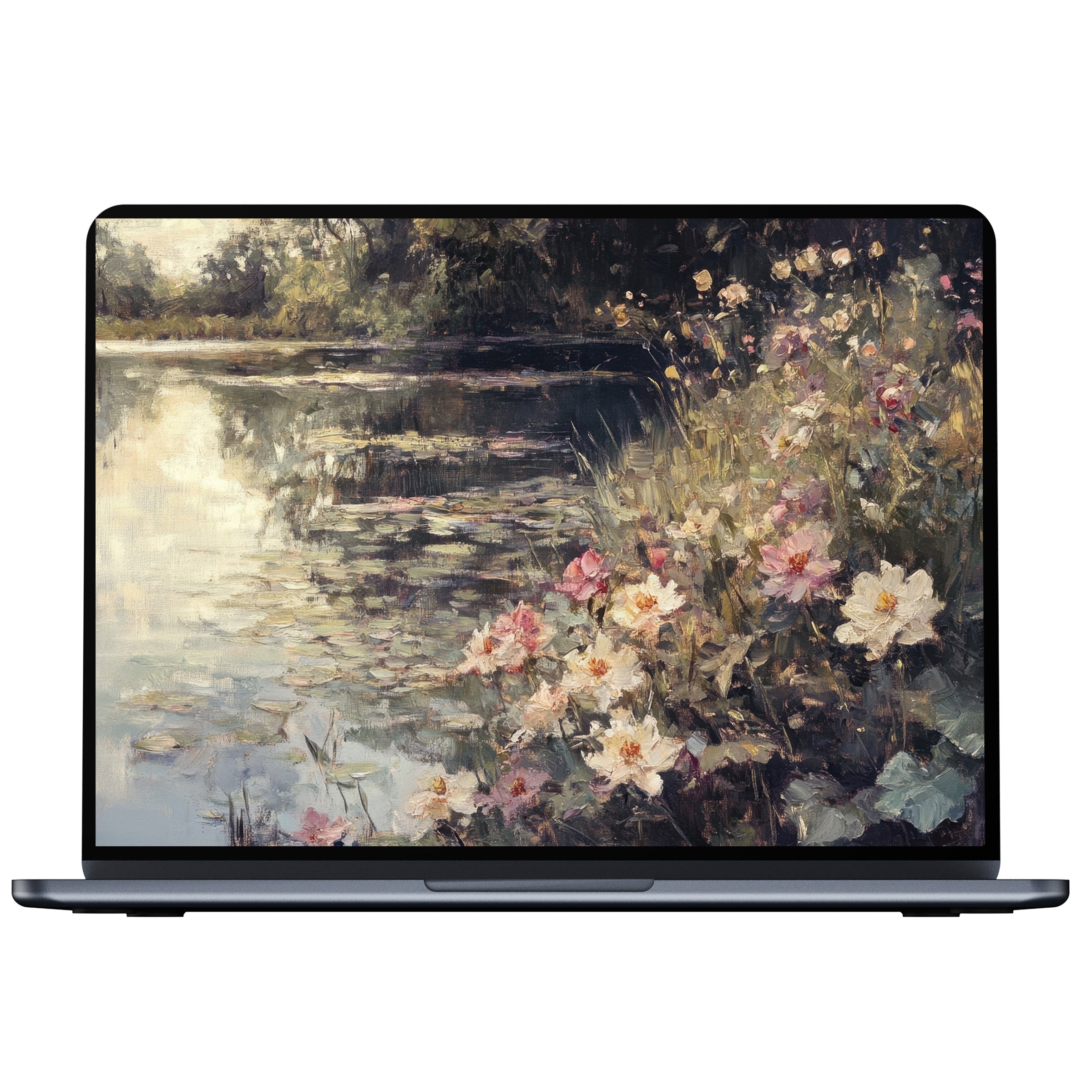 Summer desktop wallpaper featuring serene water lilies for digital download enhances calm and elegance on any PC or laptop screen