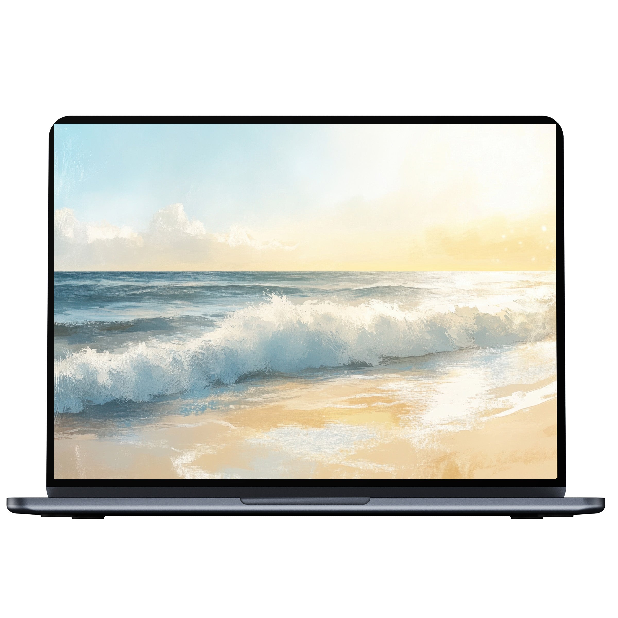 Summer desktop wallpaper digital download featuring serene ocean waves and pastel skies perfect for PC, laptop, or Mac use