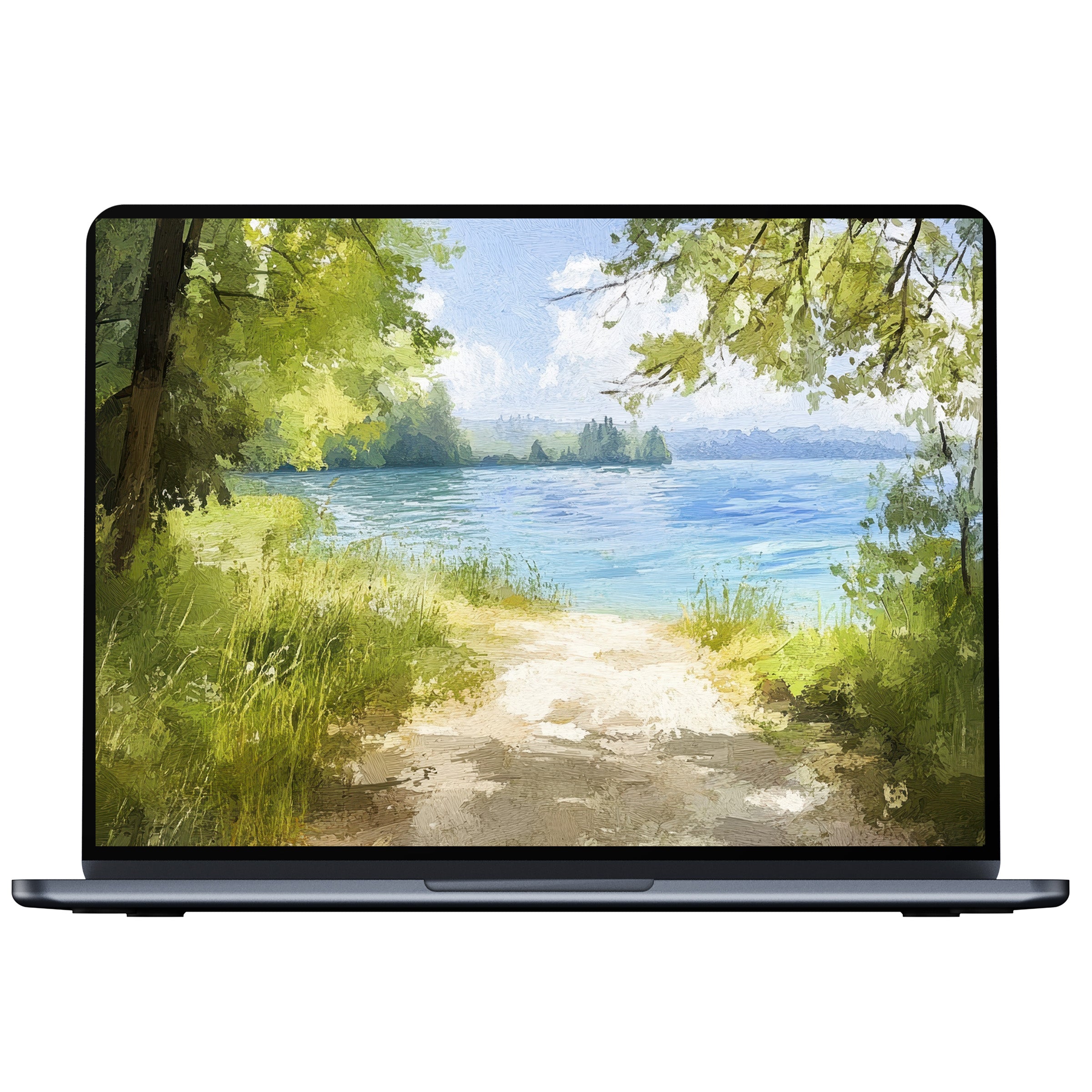 Inspire calm with a summer desktop wallpaper featuring serene lake views and green foliage, perfect for PC and laptop displays