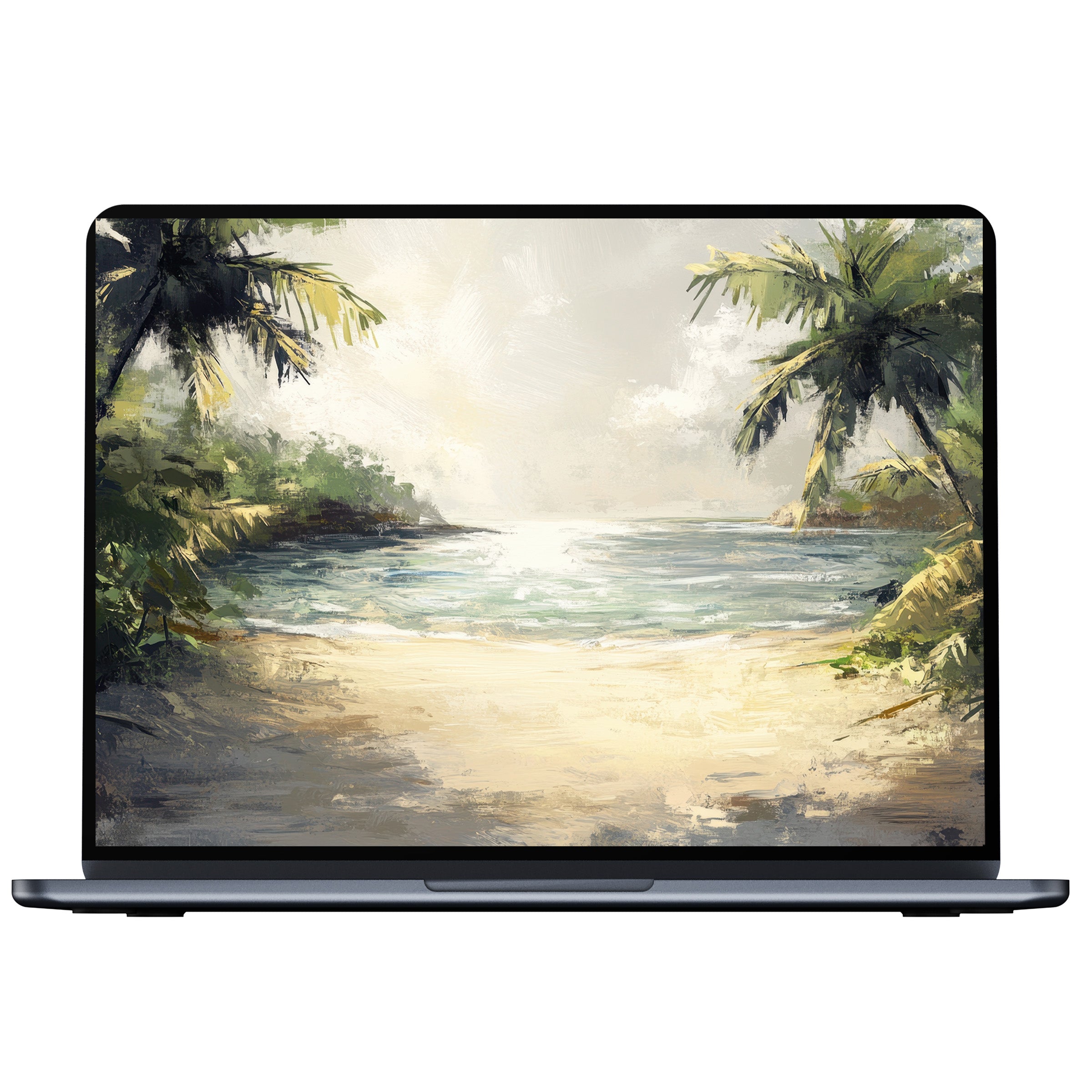 Serene summer desktop wallpaper digital download featuring a tranquil beach scene perfect for PC and laptop use inspiring tranquility