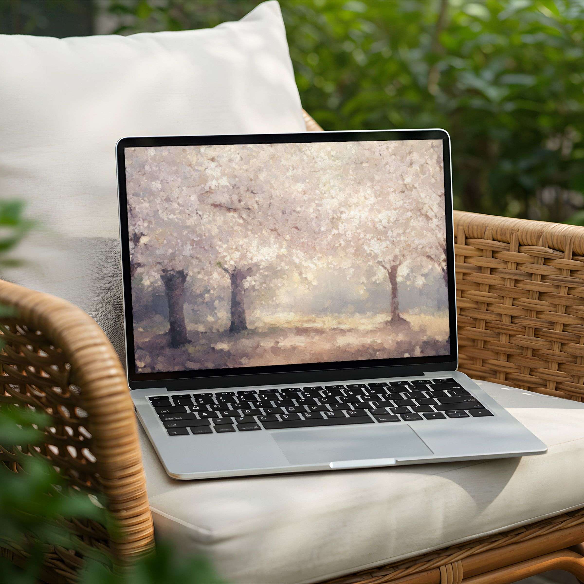 Elegant cherry blossom digital art for PC and Laptop desktop background Instant download for a calming, inspired workspace