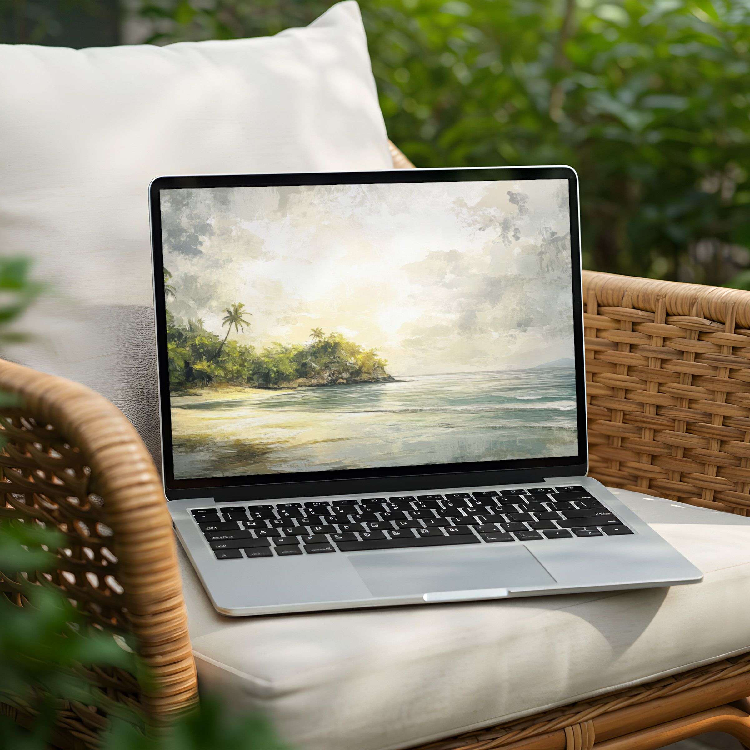 Tranquil coastal desktop background for PC and Laptop instant download in inspiring hues of nature and serene elegance