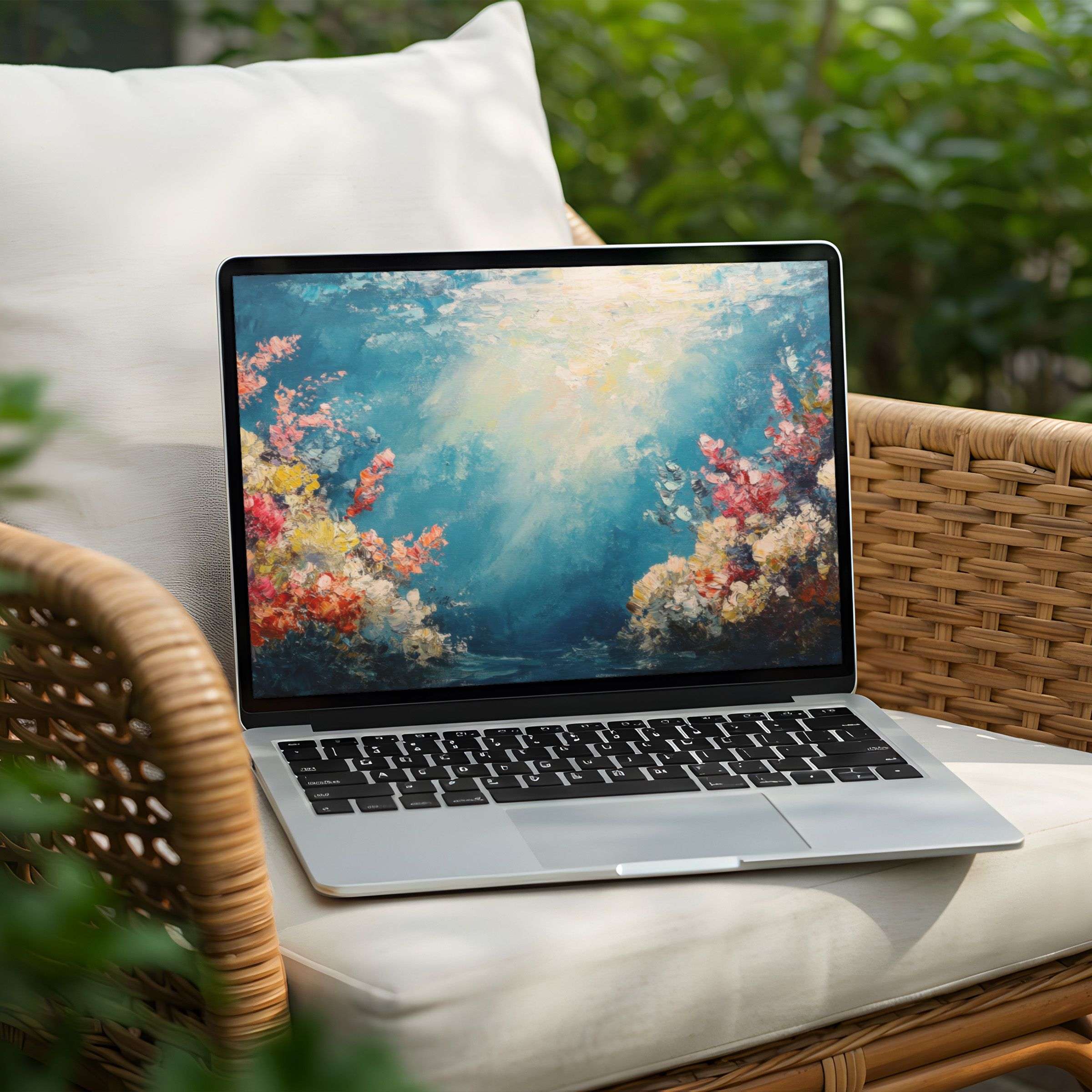 Inspire calm and elegance with an abstract coral reef desktop background for PC or Laptop available as an instant download